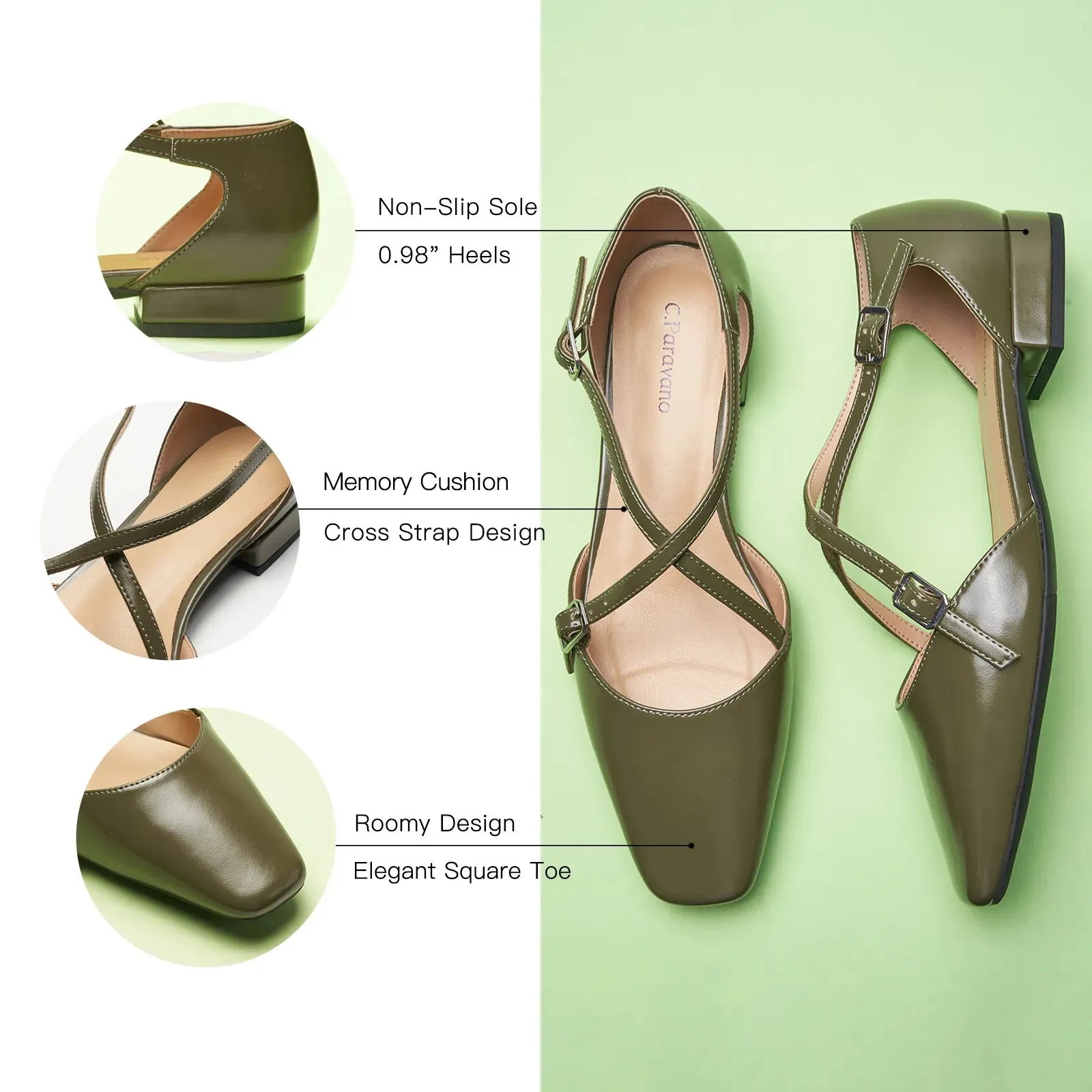 Square Toe Cross Strap Sandals（Alyssa E）