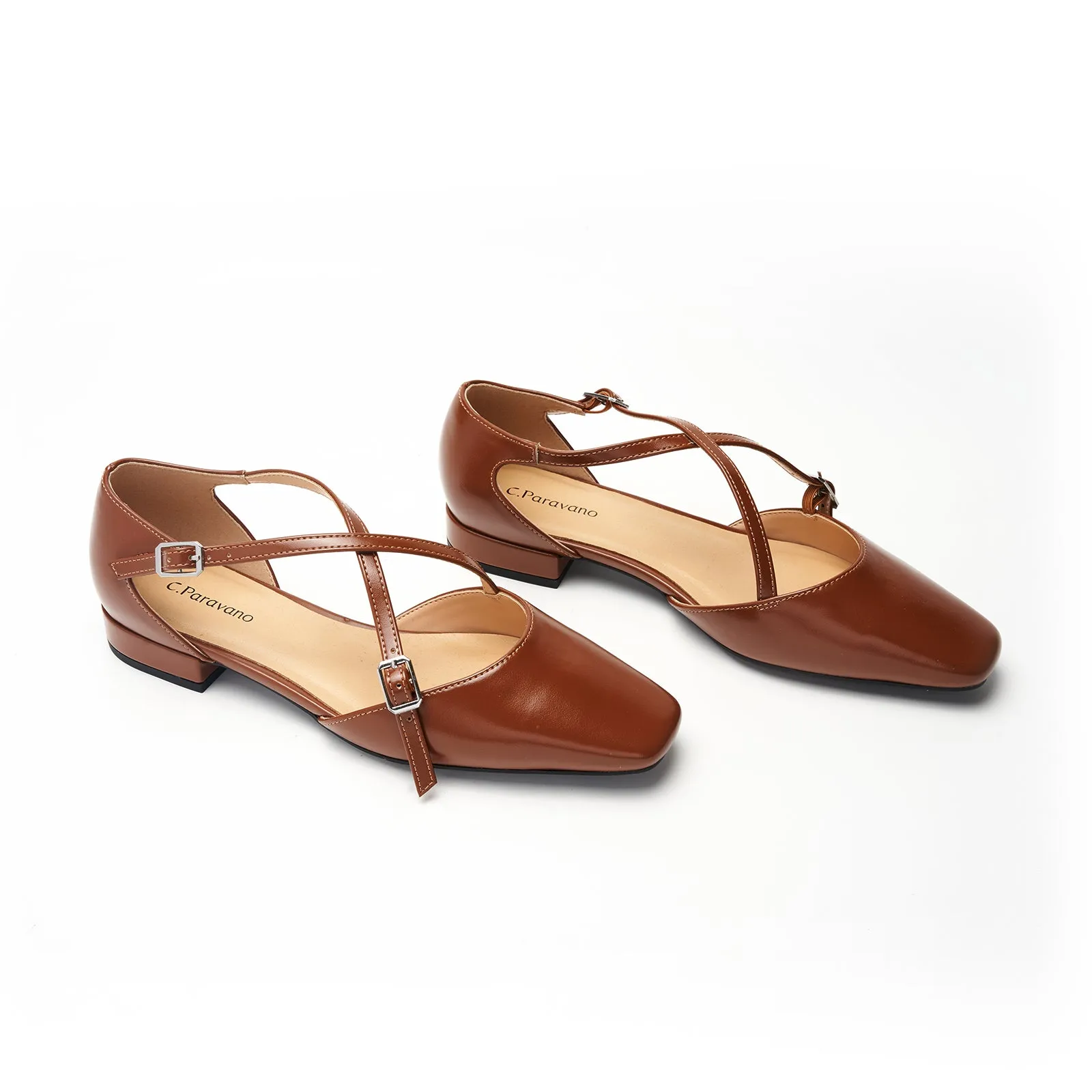 Square Toe Cross Strap Sandals（Alyssa E）