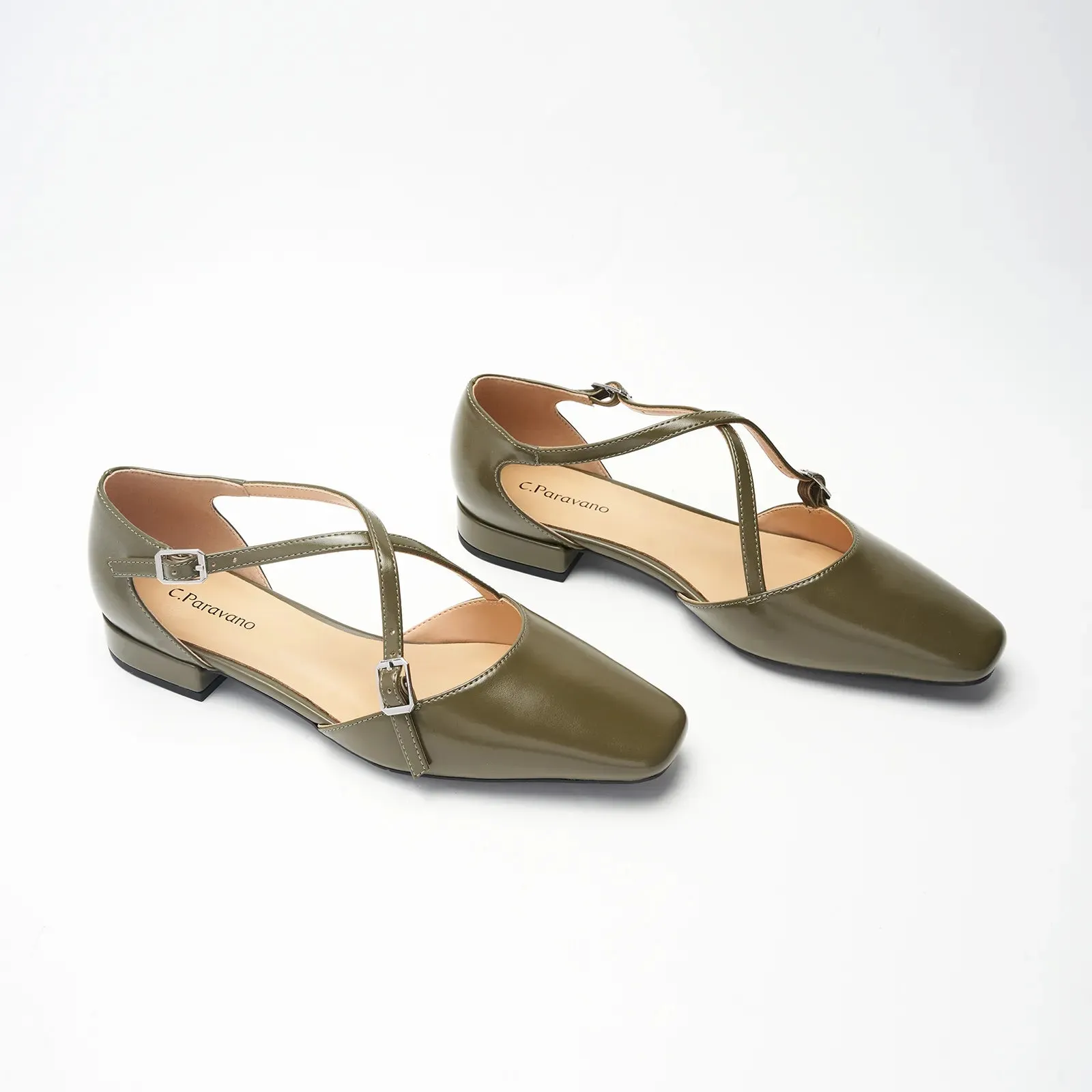 Square Toe Cross Strap Sandals（Alyssa E）