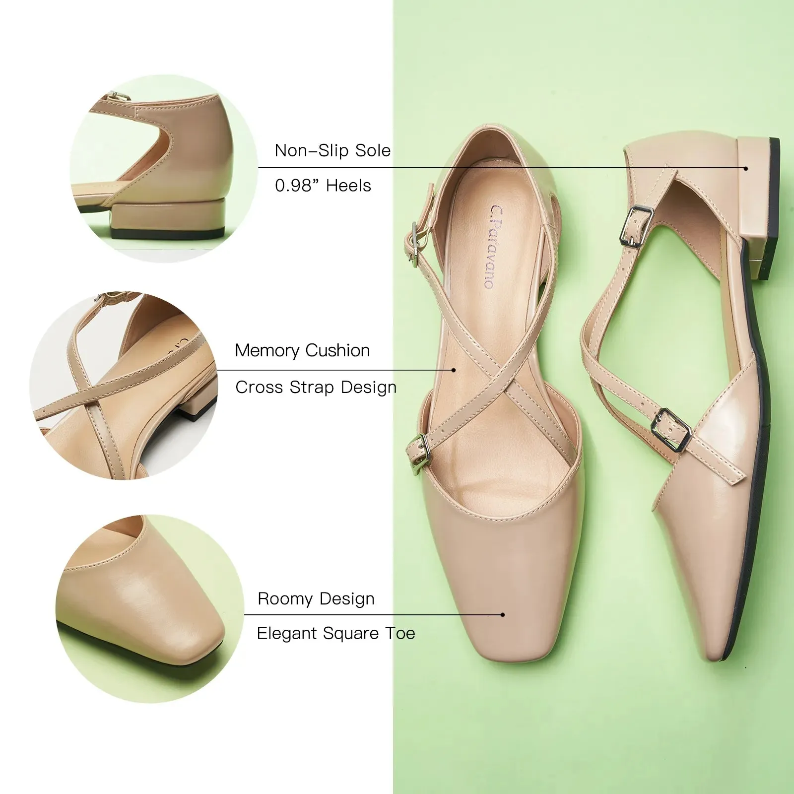 Square Toe Cross Strap Sandals（Alyssa E）