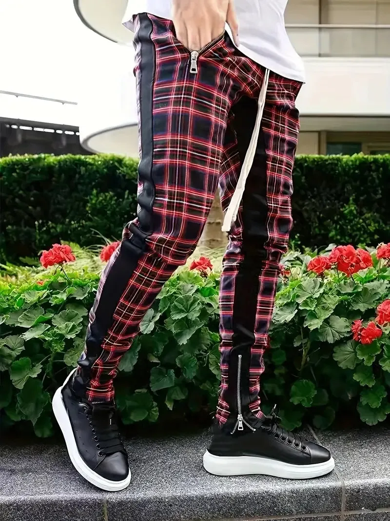 Streetwear chequered trousers for men