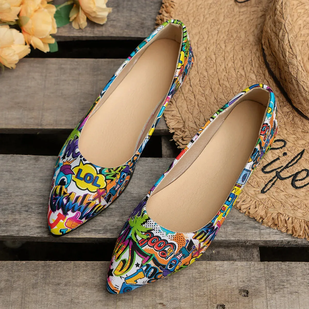 Stylish Pointed Toe Flat Ballerina Shoes