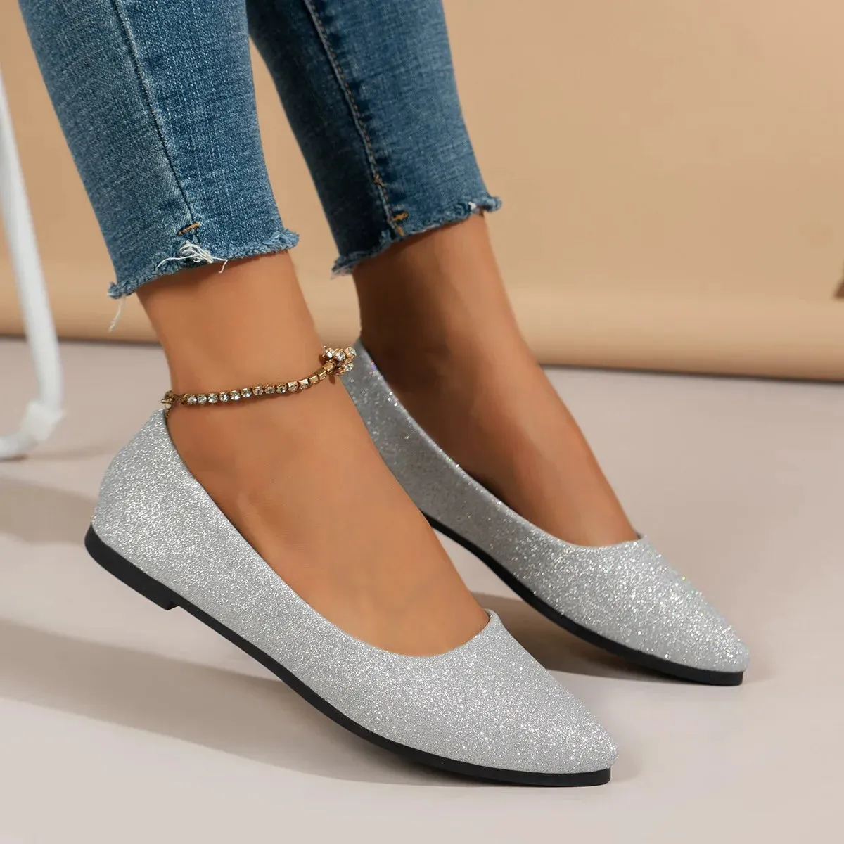 Stylish Pointed Toe Flat Ballerina Shoes