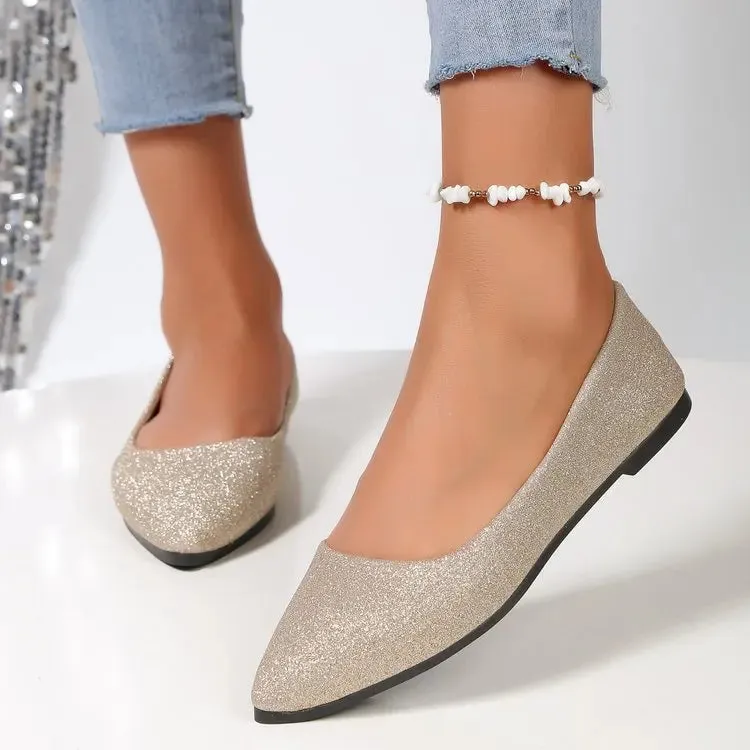 Stylish Pointed Toe Flat Ballerina Shoes