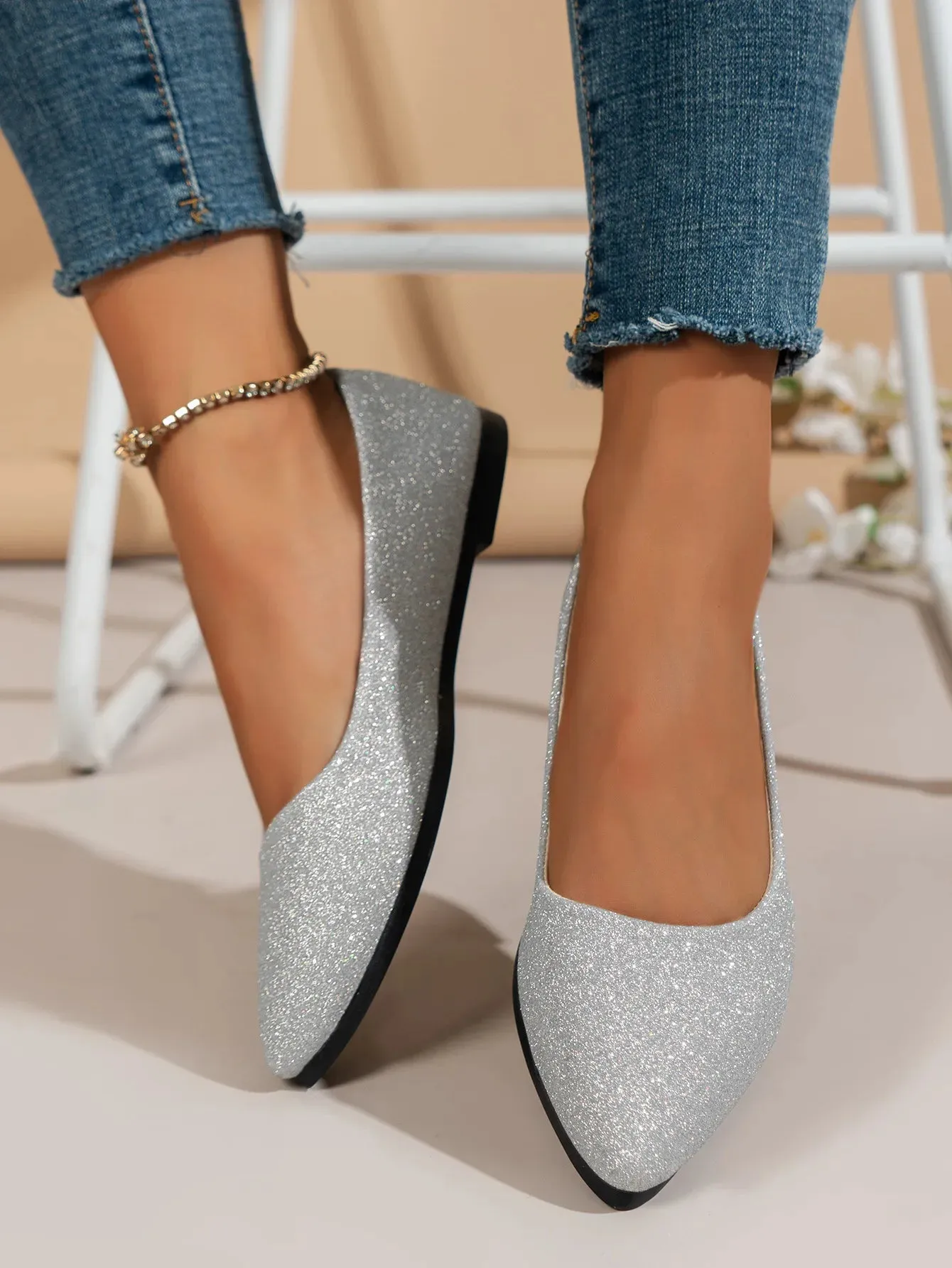 Stylish Pointed Toe Flat Ballerina Shoes