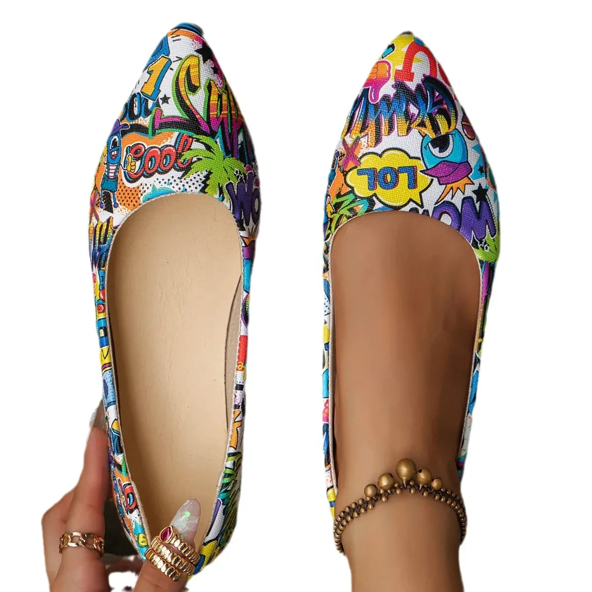 Stylish Pointed Toe Flat Ballerina Shoes