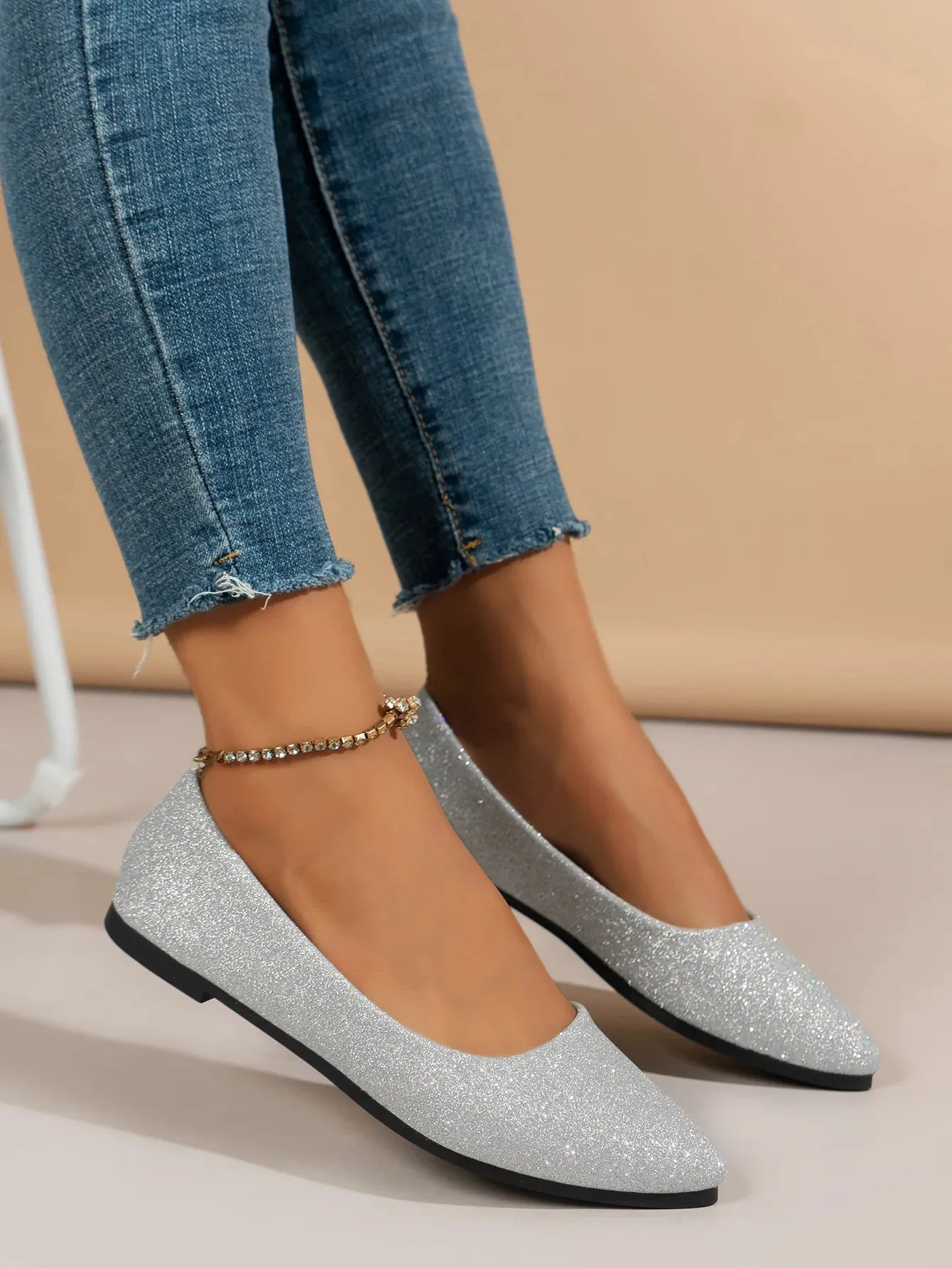 Stylish Pointed Toe Flat Ballerina Shoes