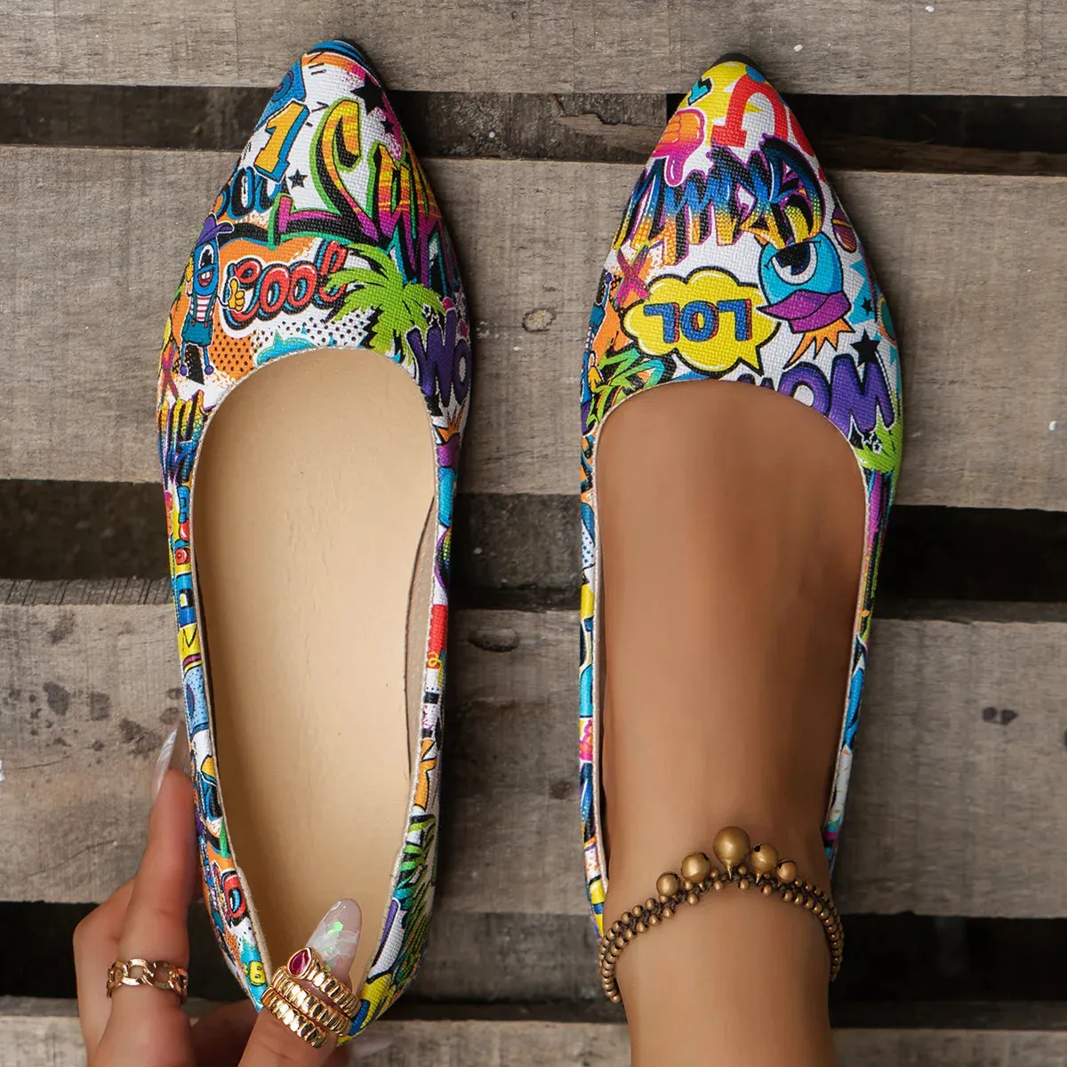Stylish Pointed Toe Flat Ballerina Shoes