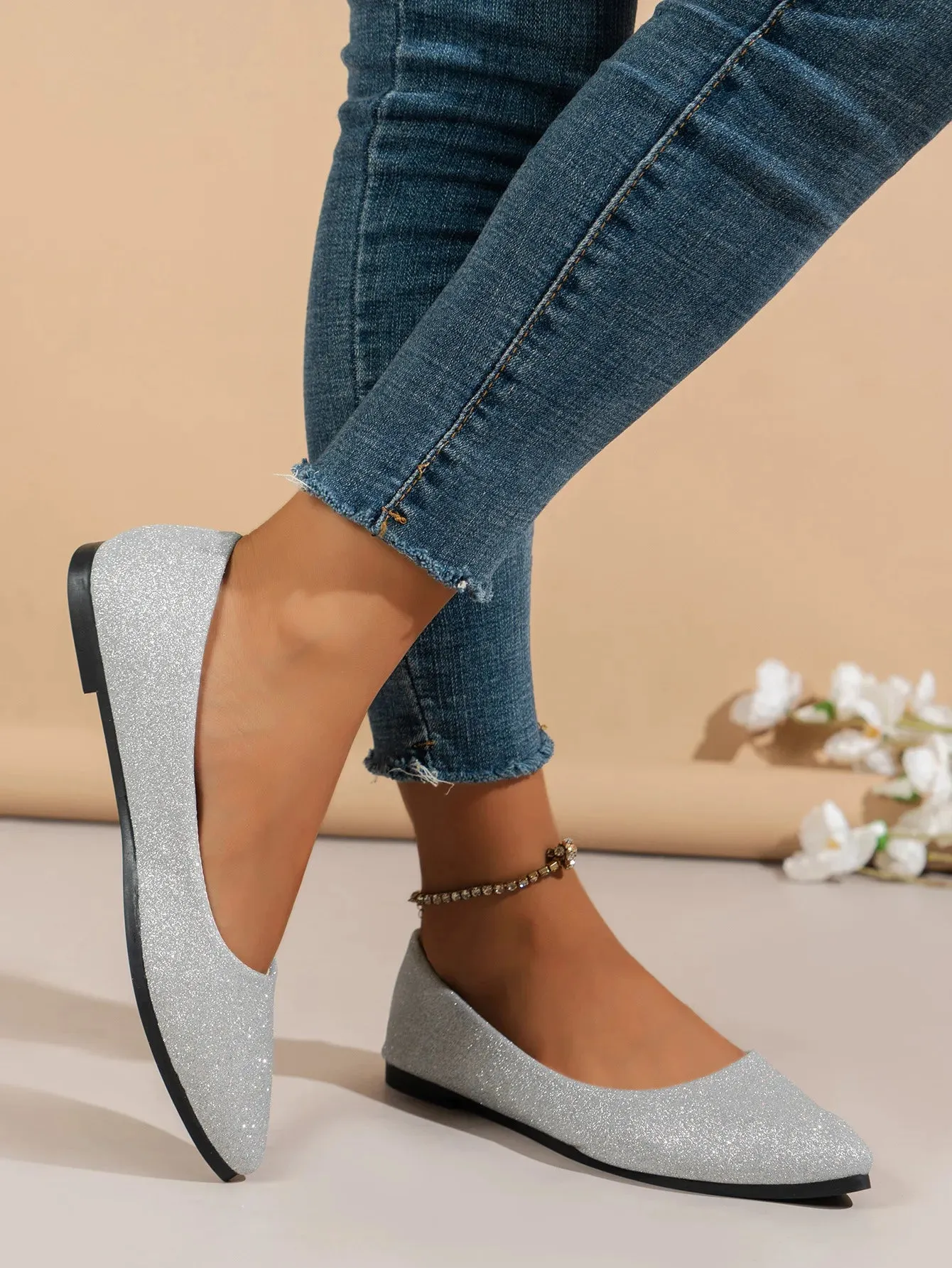 Stylish Pointed Toe Flat Ballerina Shoes