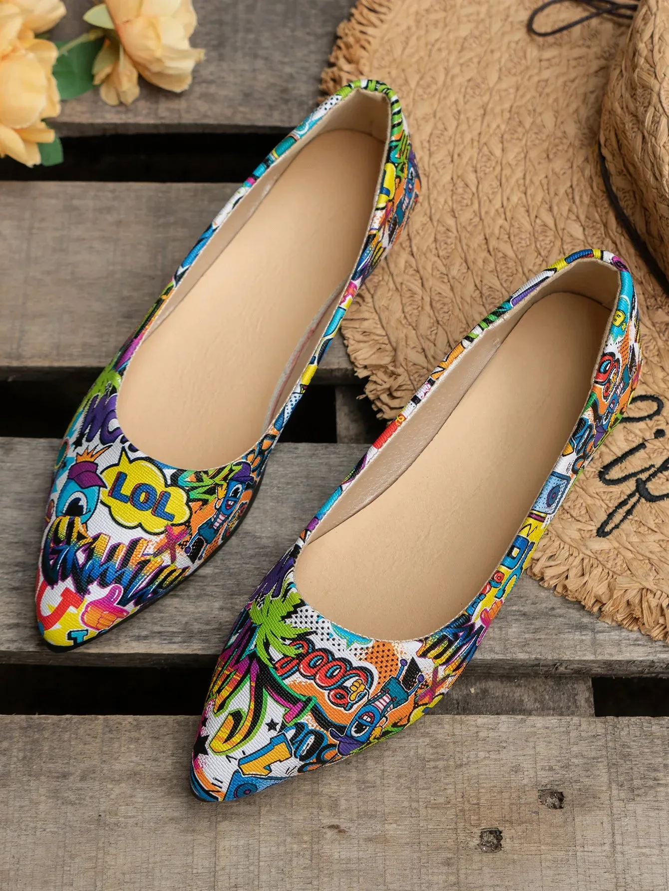 Stylish Pointed Toe Flat Ballerina Shoes