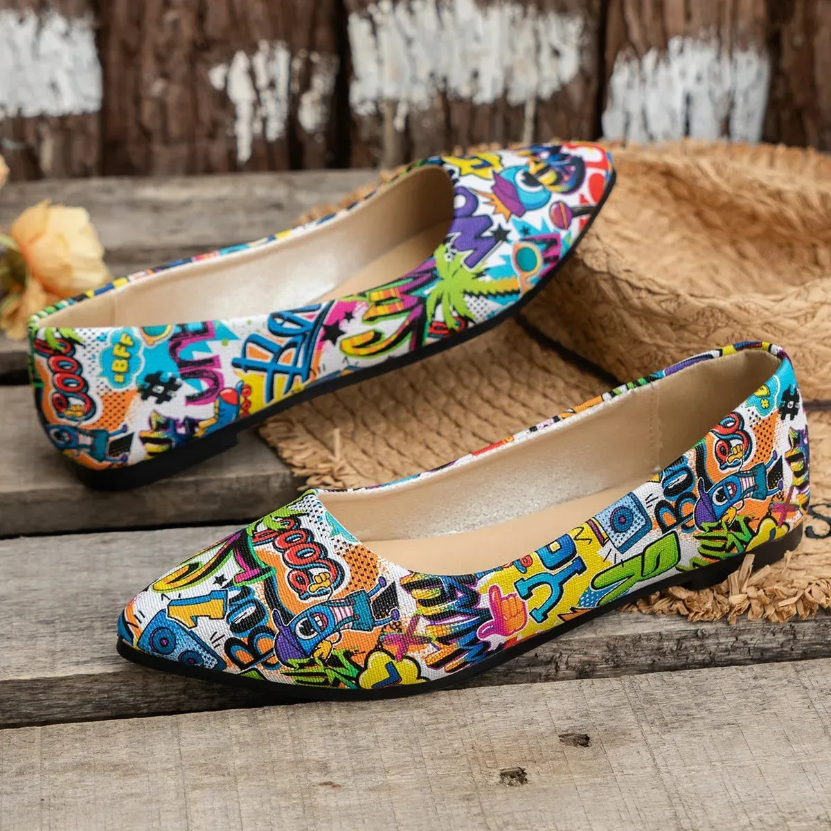 Stylish Pointed Toe Flat Ballerina Shoes