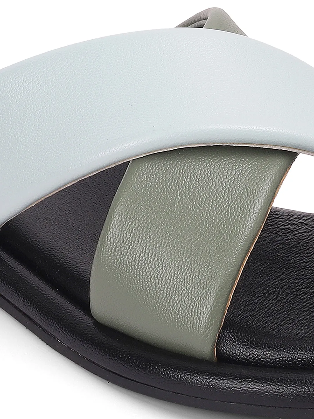 Stylish Slip on Open Toe Sliders - Cross Strap Sandals