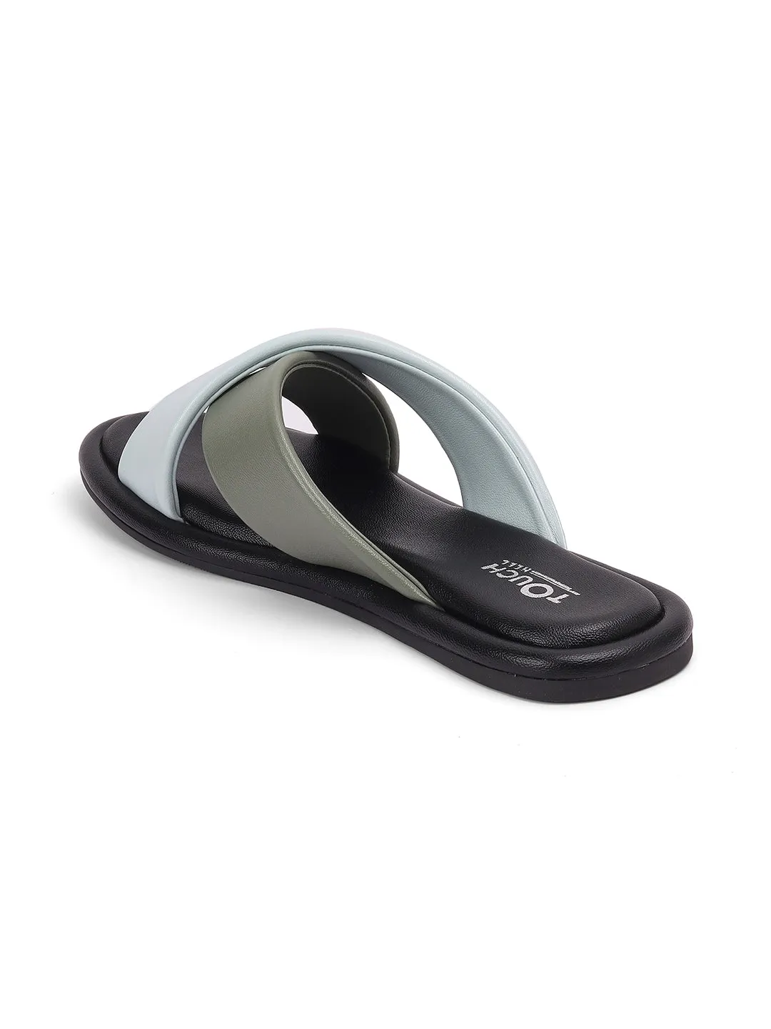 Stylish Slip on Open Toe Sliders - Cross Strap Sandals