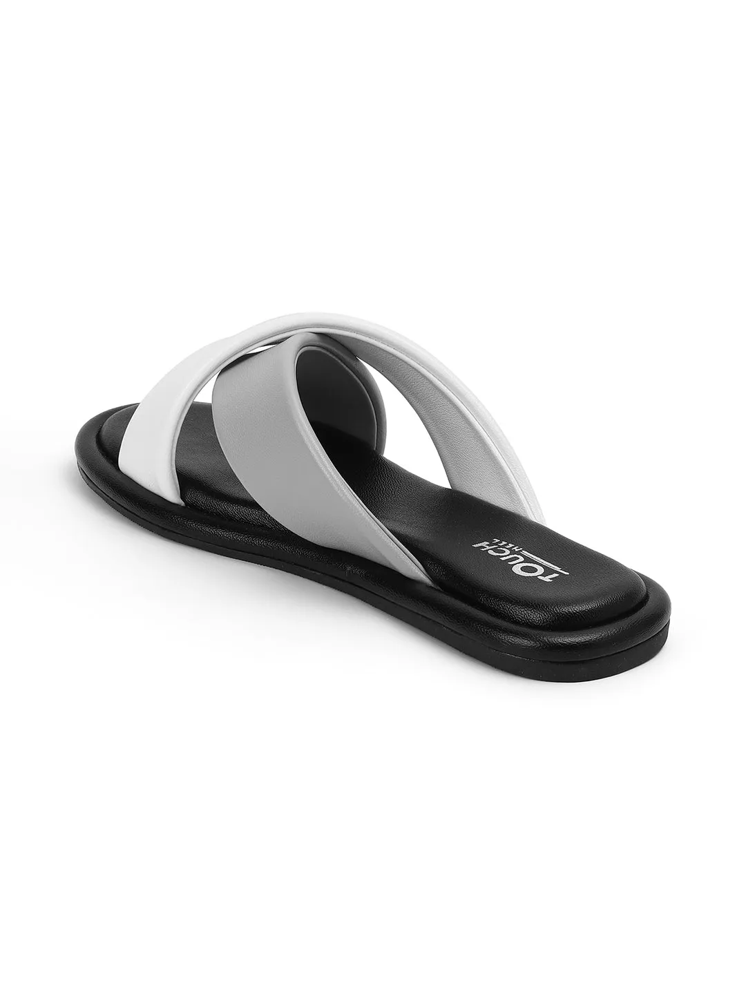 Stylish Slip on Open Toe Sliders - Cross Strap Sandals