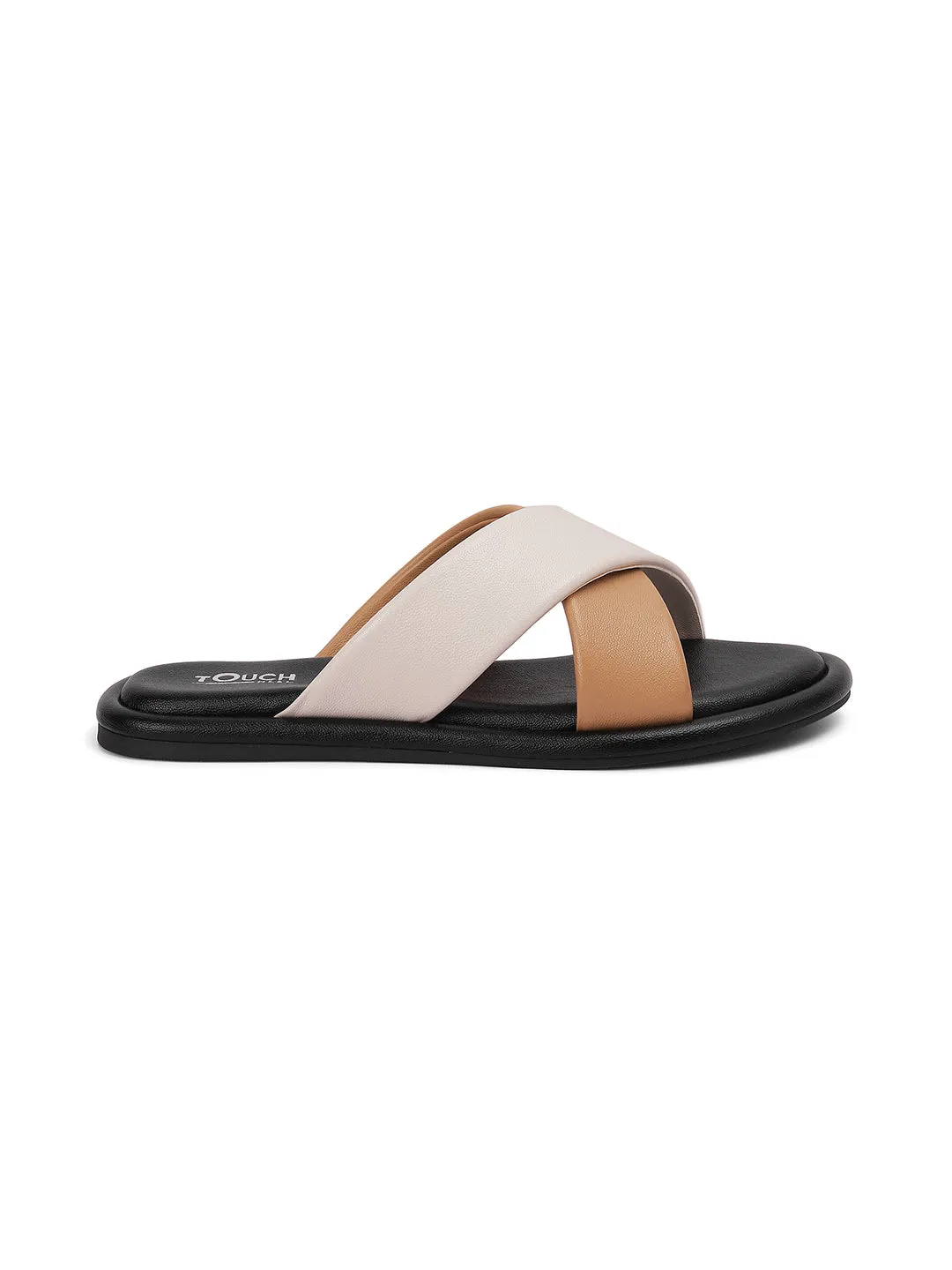 Stylish Slip on Open Toe Sliders - Cross Strap Sandals