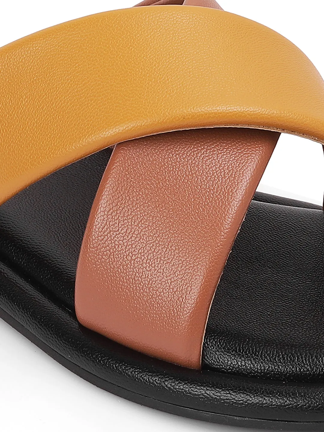 Stylish Slip on Open Toe Sliders - Cross Strap Sandals