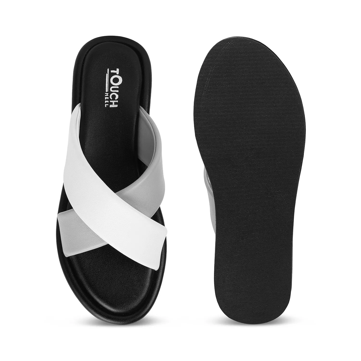 Stylish Slip on Open Toe Sliders - Cross Strap Sandals