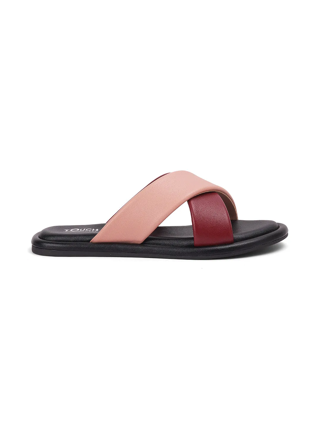 Stylish Slip on Open Toe Sliders - Cross Strap Sandals