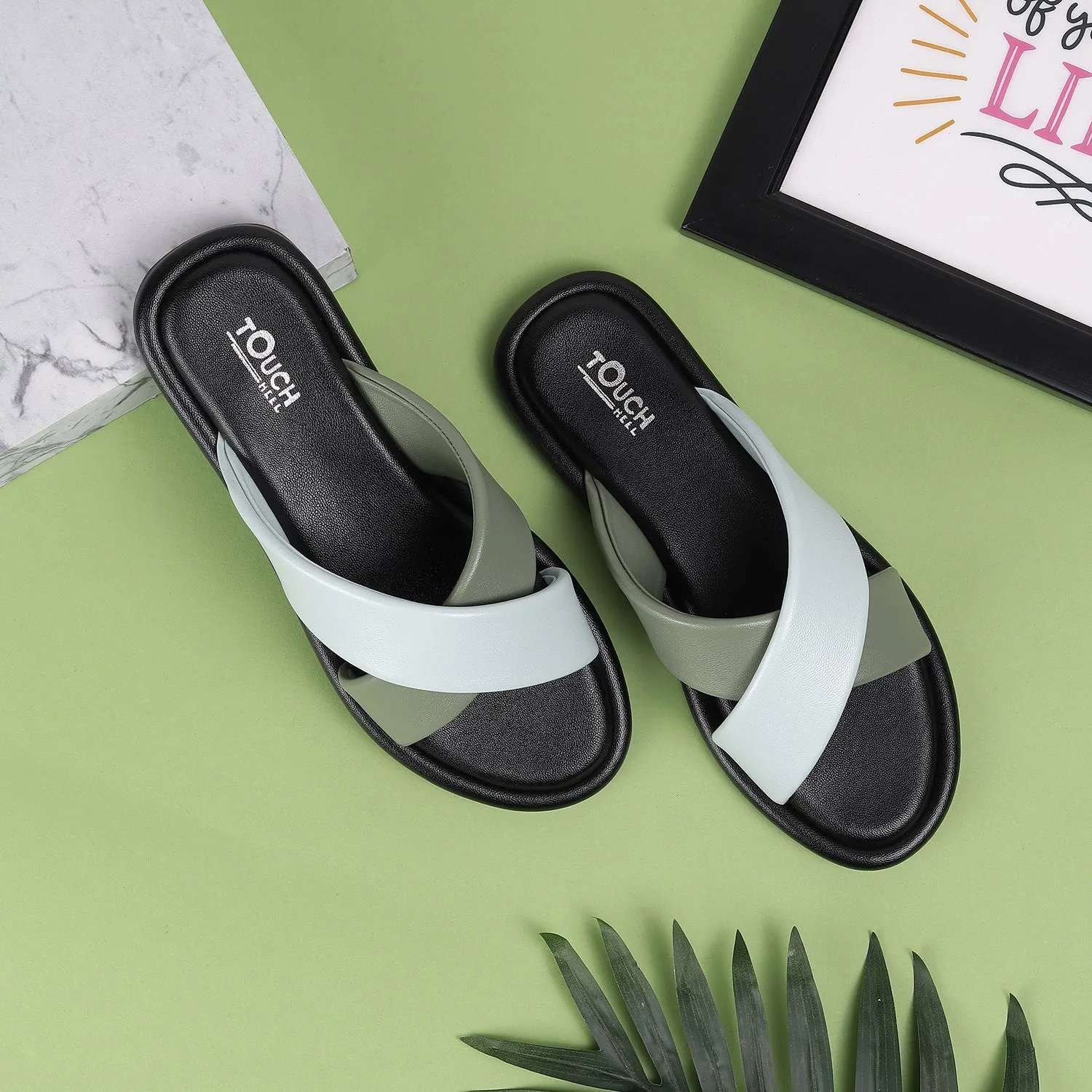 Stylish Slip on Open Toe Sliders - Cross Strap Sandals