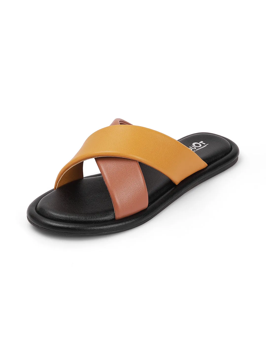 Stylish Slip on Open Toe Sliders - Cross Strap Sandals