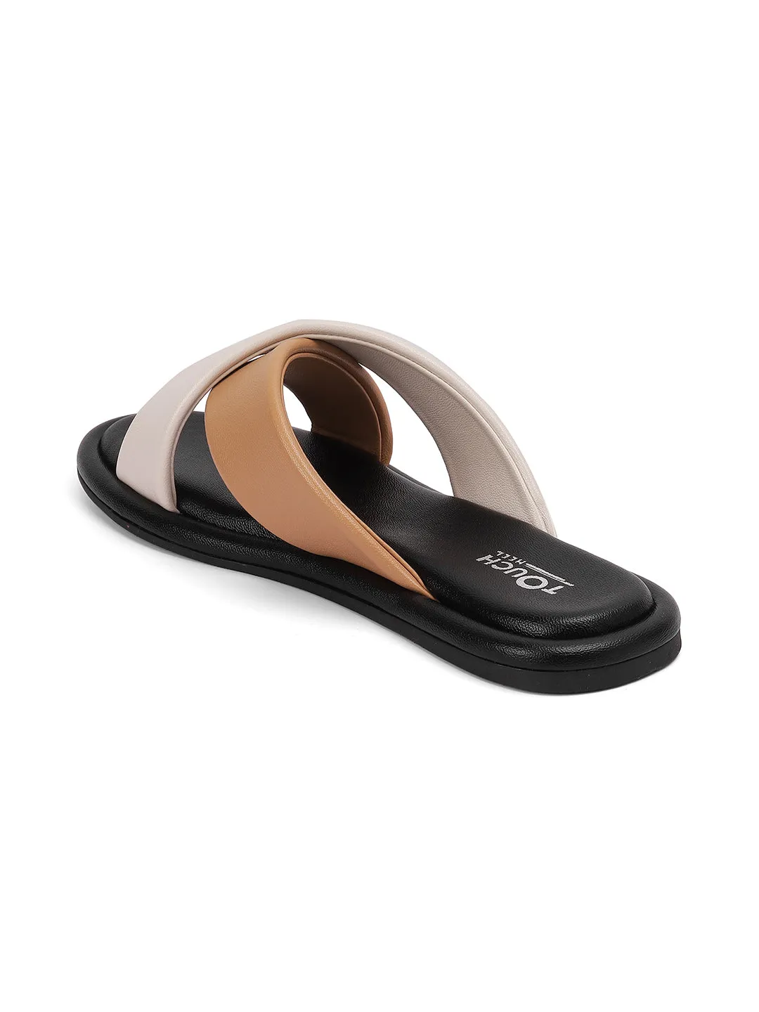 Stylish Slip on Open Toe Sliders - Cross Strap Sandals