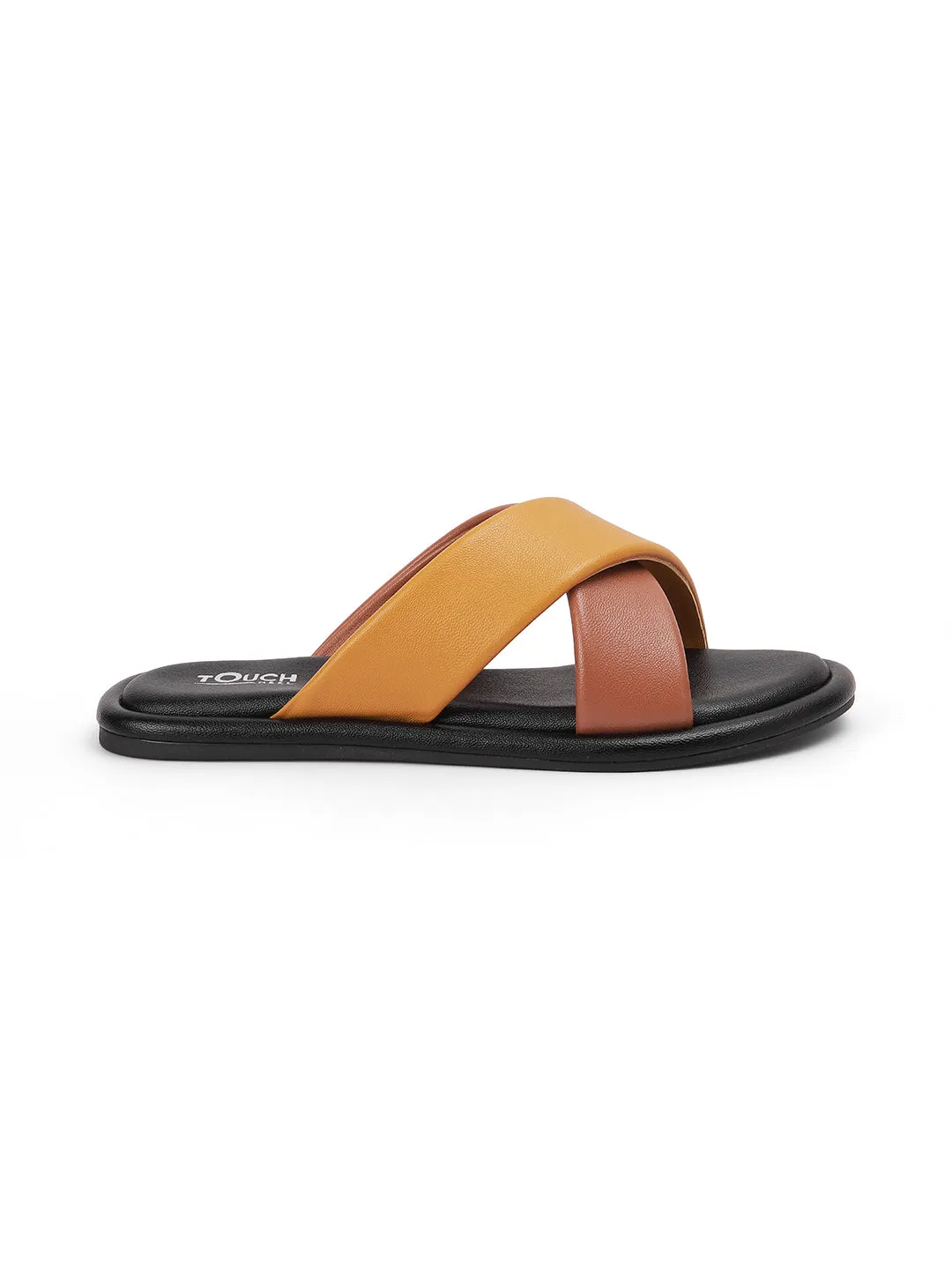 Stylish Slip on Open Toe Sliders - Cross Strap Sandals