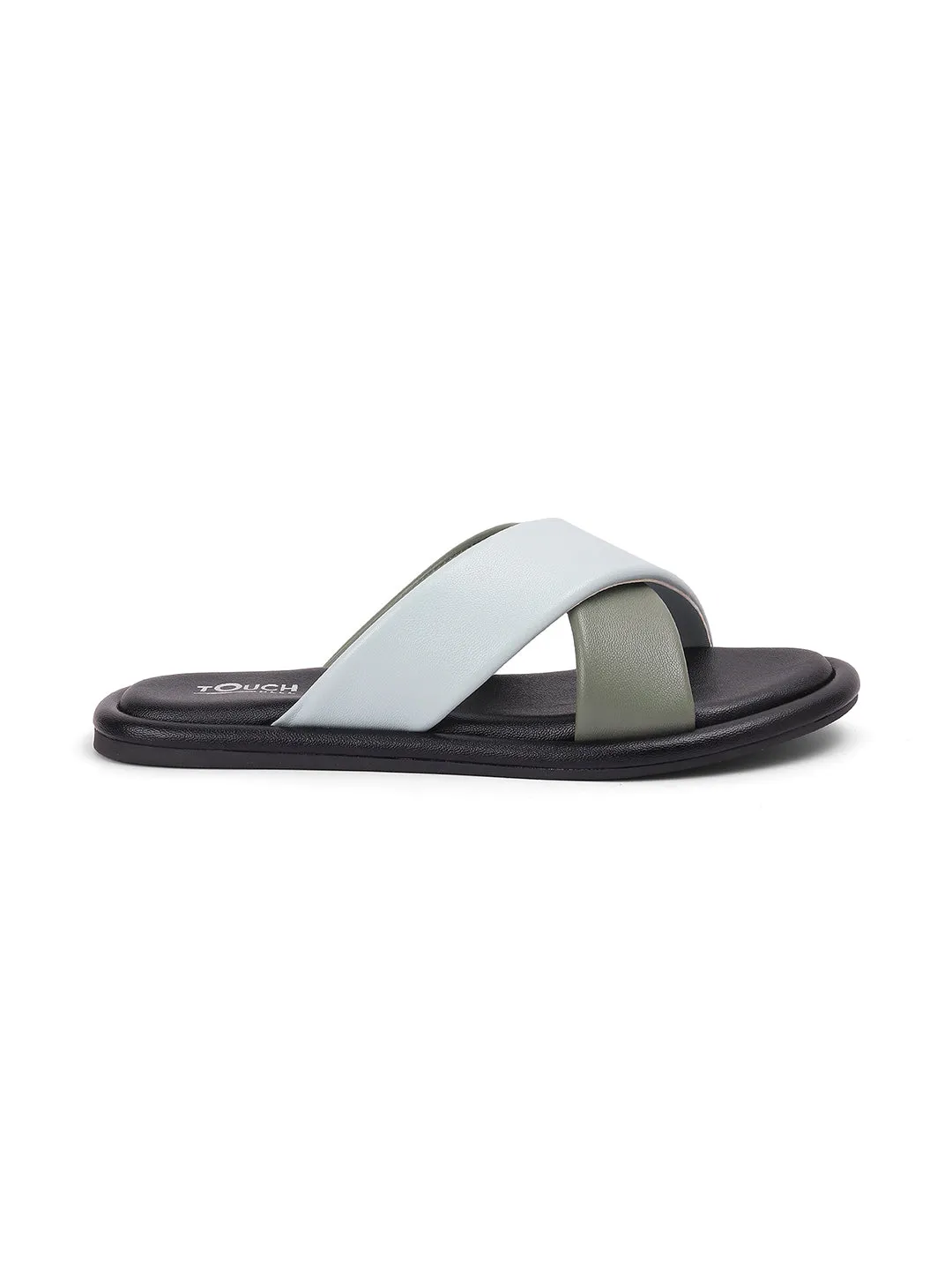 Stylish Slip on Open Toe Sliders - Cross Strap Sandals