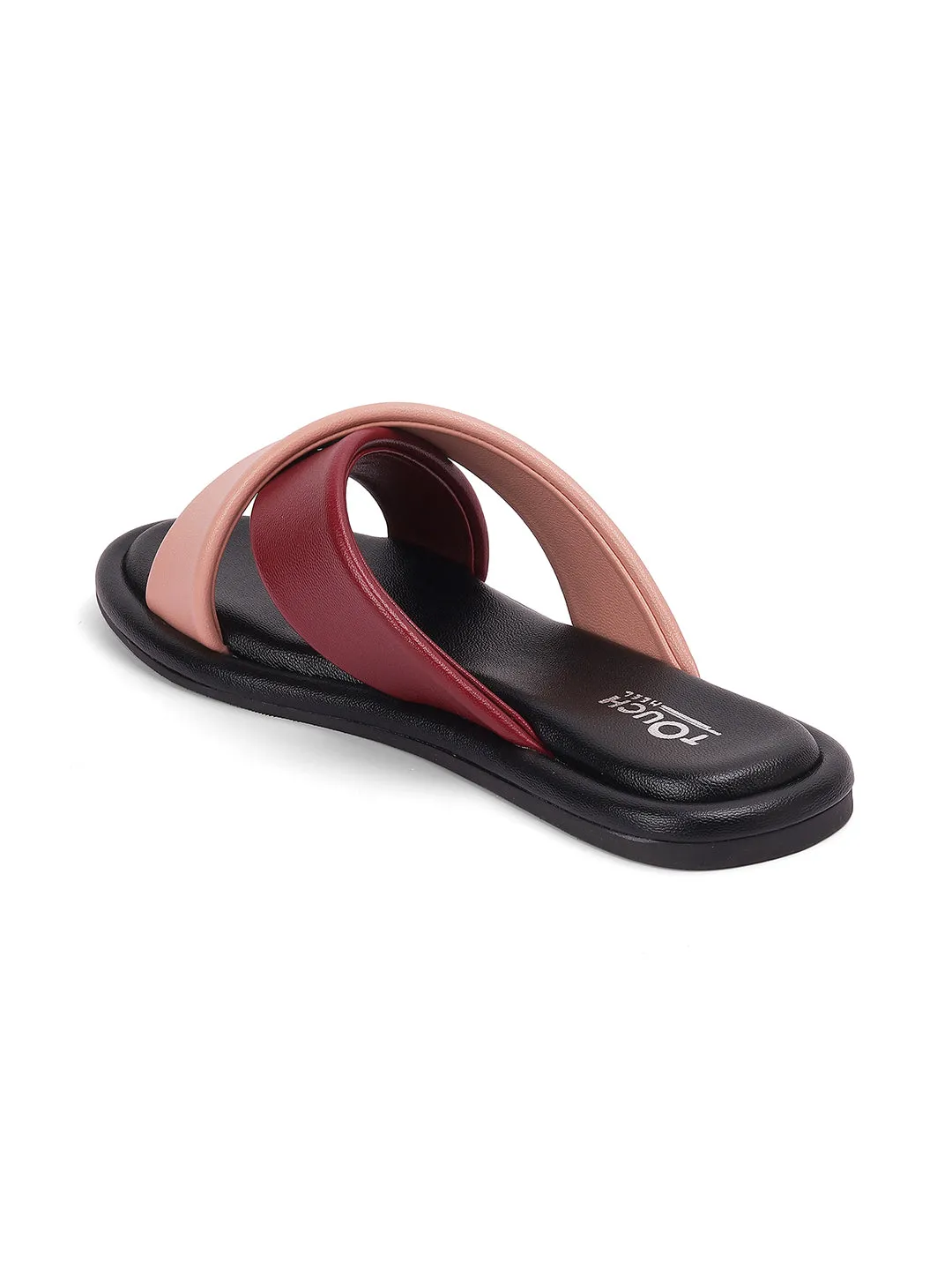 Stylish Slip on Open Toe Sliders - Cross Strap Sandals