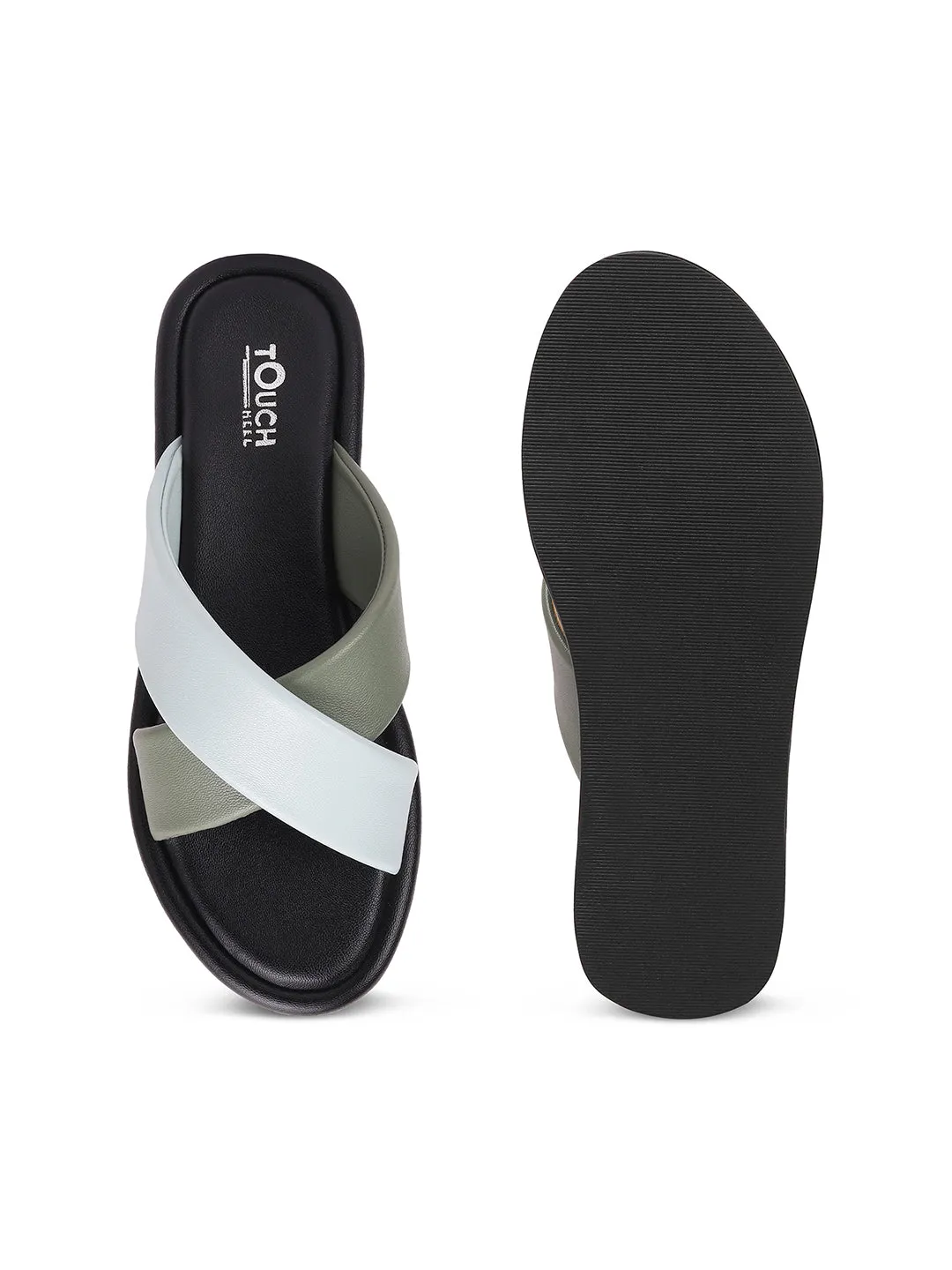 Stylish Slip on Open Toe Sliders - Cross Strap Sandals