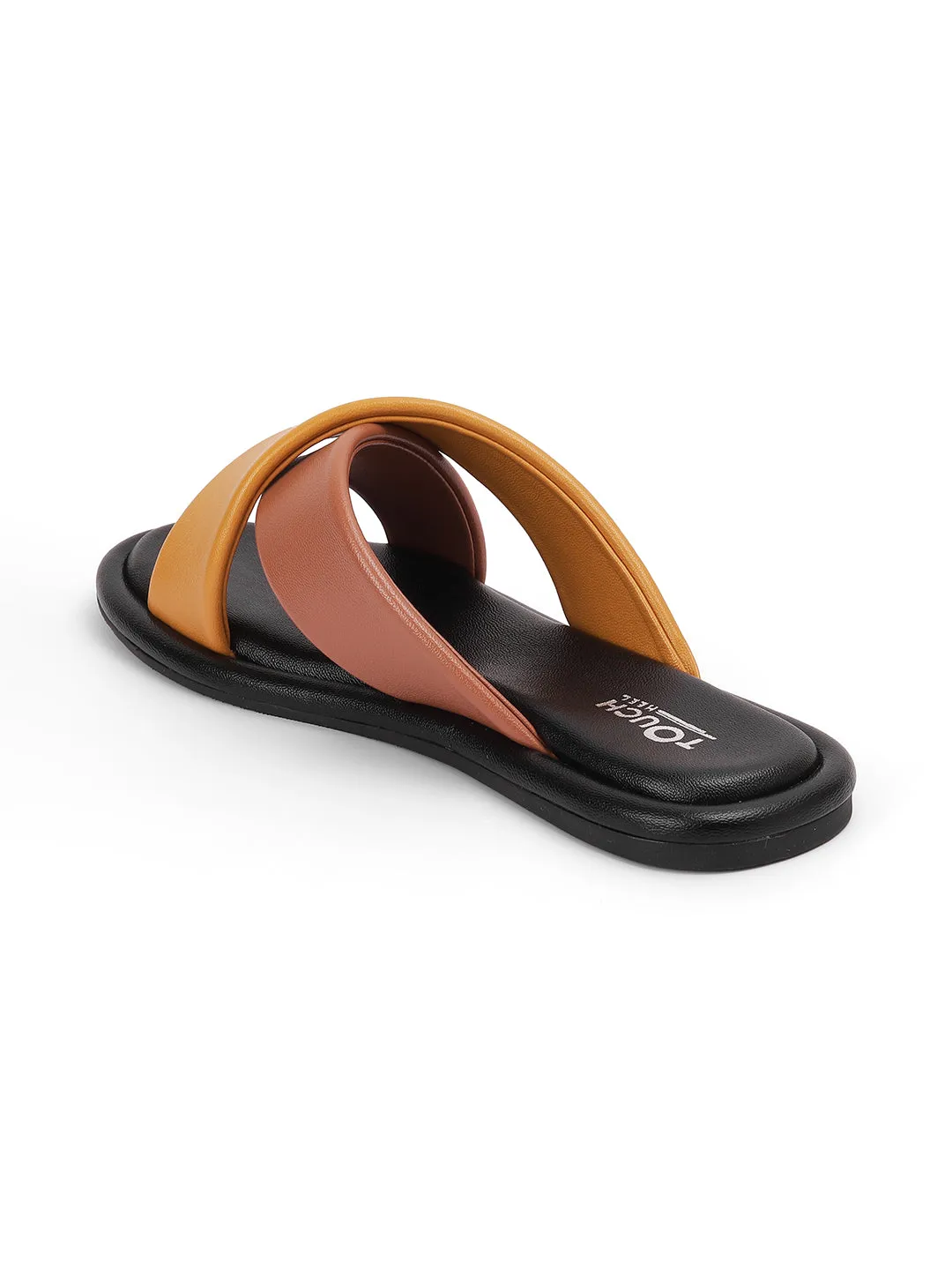 Stylish Slip on Open Toe Sliders - Cross Strap Sandals