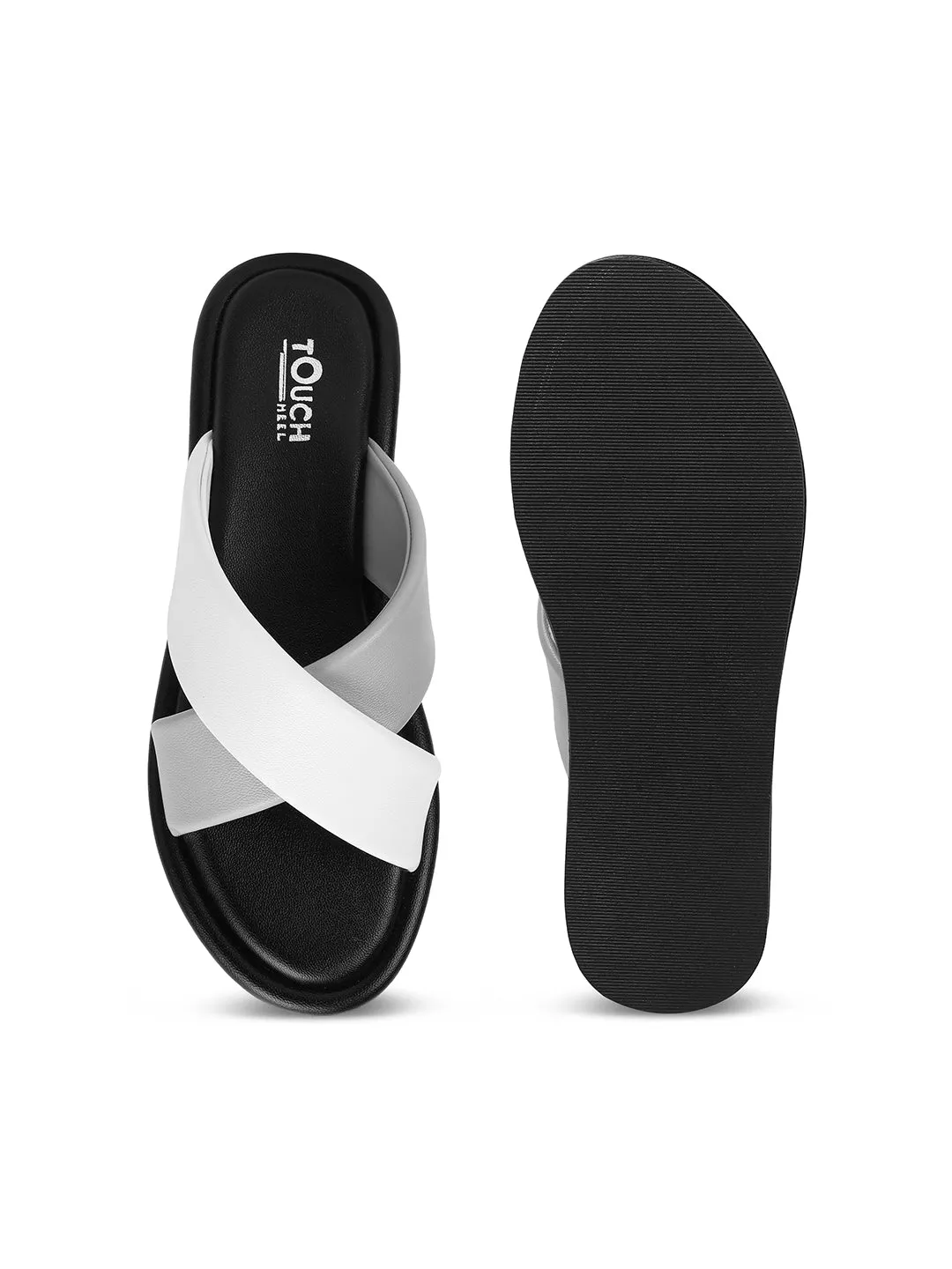 Stylish Slip on Open Toe Sliders - Cross Strap Sandals
