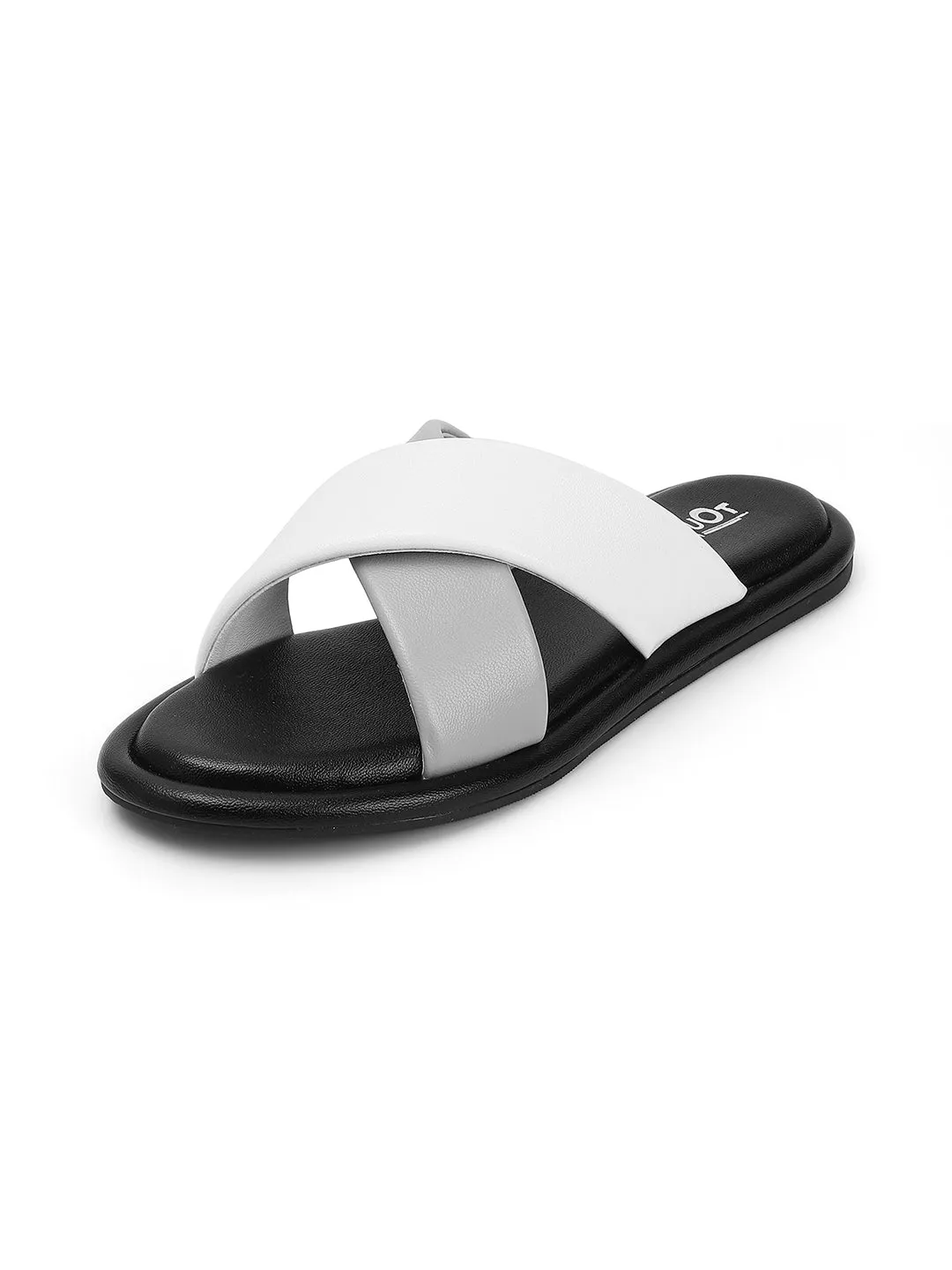 Stylish Slip on Open Toe Sliders - Cross Strap Sandals