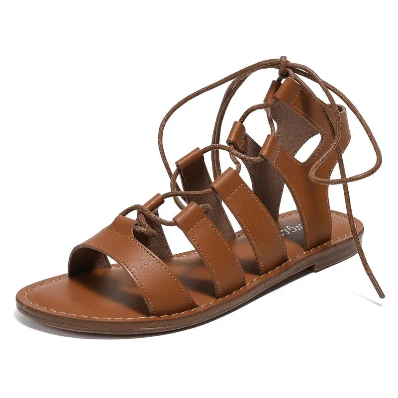 Summer Women 1cm Platform 1.3cm Sandals Lady Comfortable Solid Color Shoes Female Roman Lightweight Flats