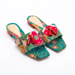 SURIA Batik Tassel Mule Flats
