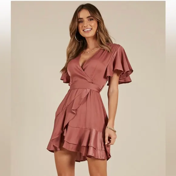 THIN ICE DRESS IN ROSE SATEEN