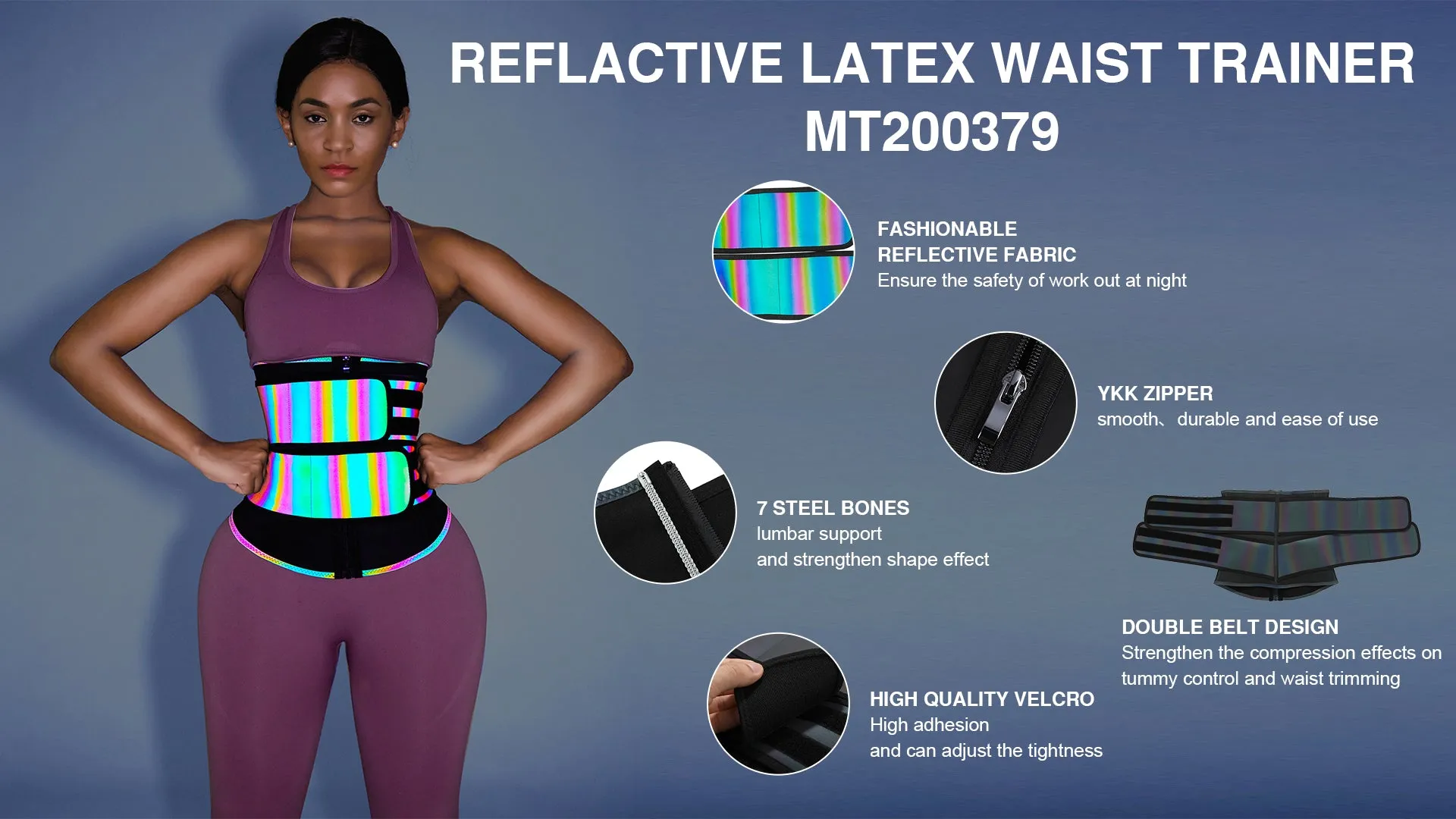 Tummy Control Reflective Double Strap Waist Trainer Corset Latex Waist Shaper