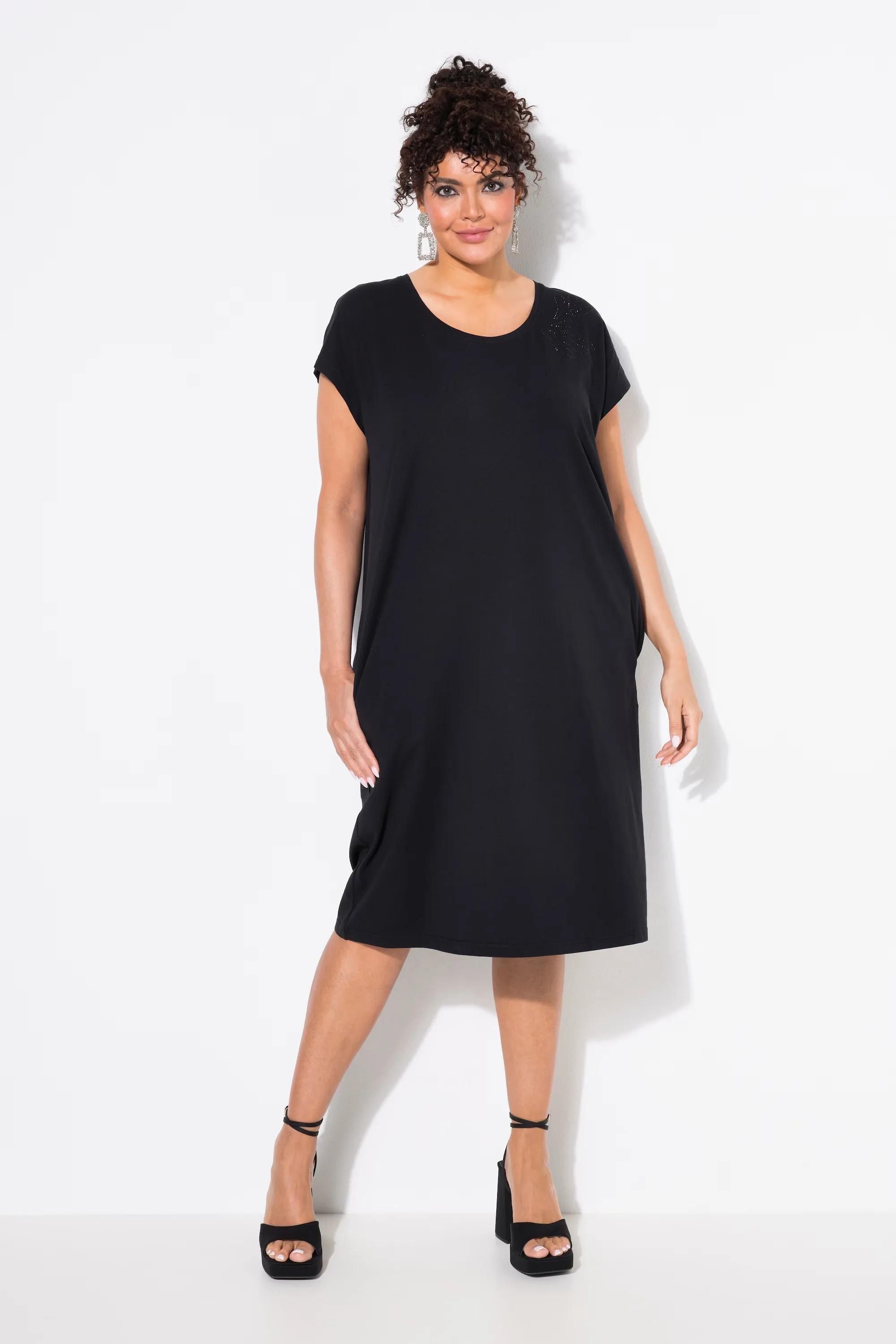 Ulla Popken Rhinestone Dress in Black