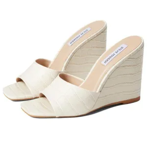 Veles Bone Croc Embossed Wedge Sandals