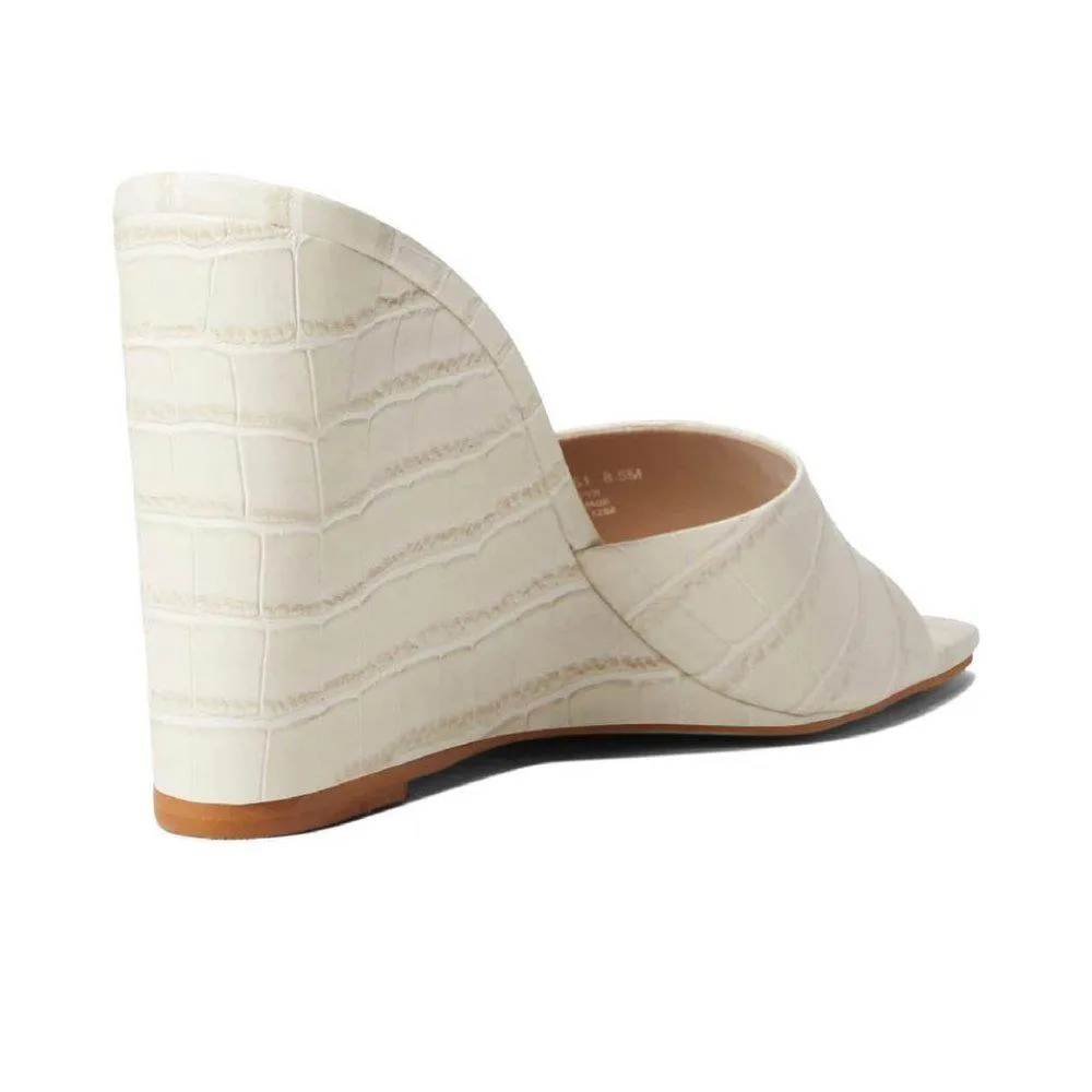 Veles Bone Croc Embossed Wedge Sandals