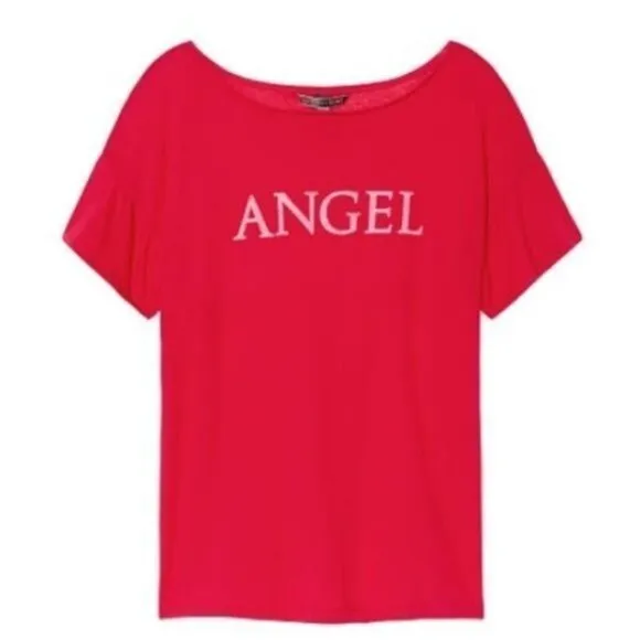 Victorias Secret Valentines Sleep tee XS &quot;Angel&quot; Red Pajama