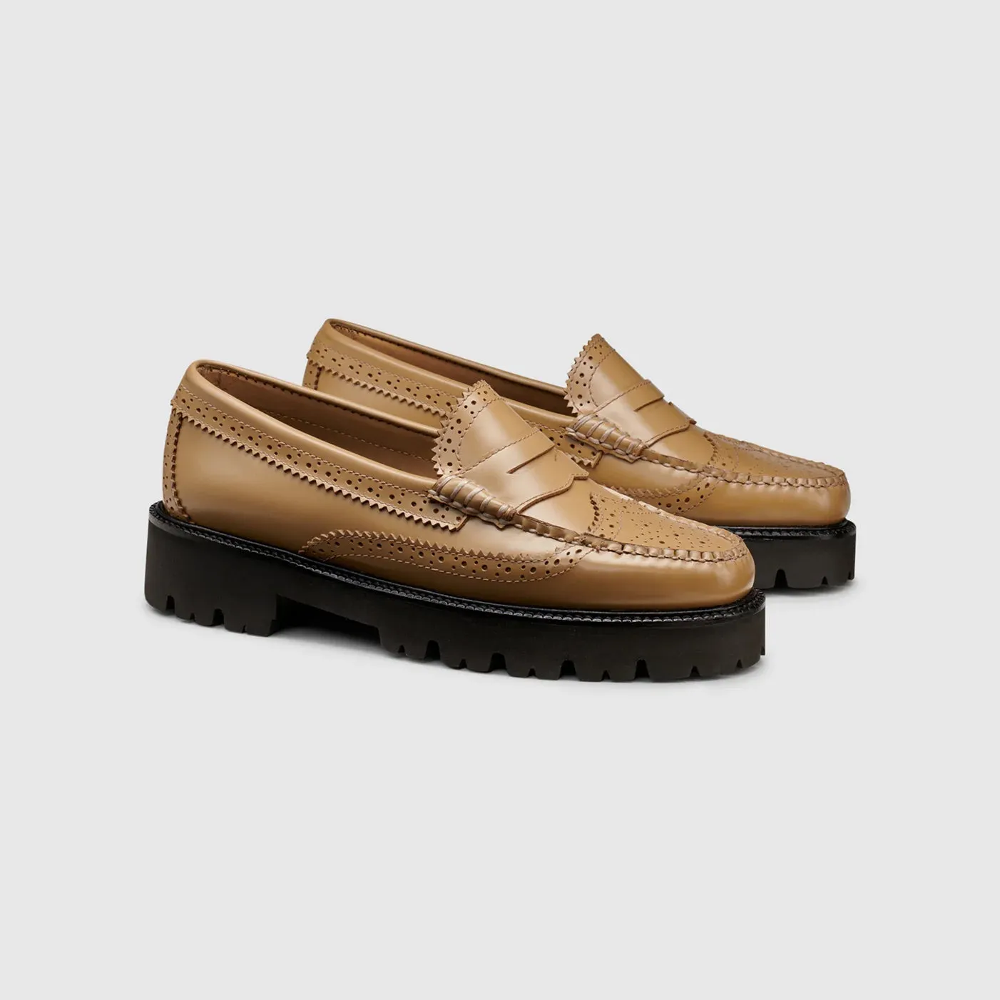 Whitney Brogue Super Lug Weejuns Loafer in Tan