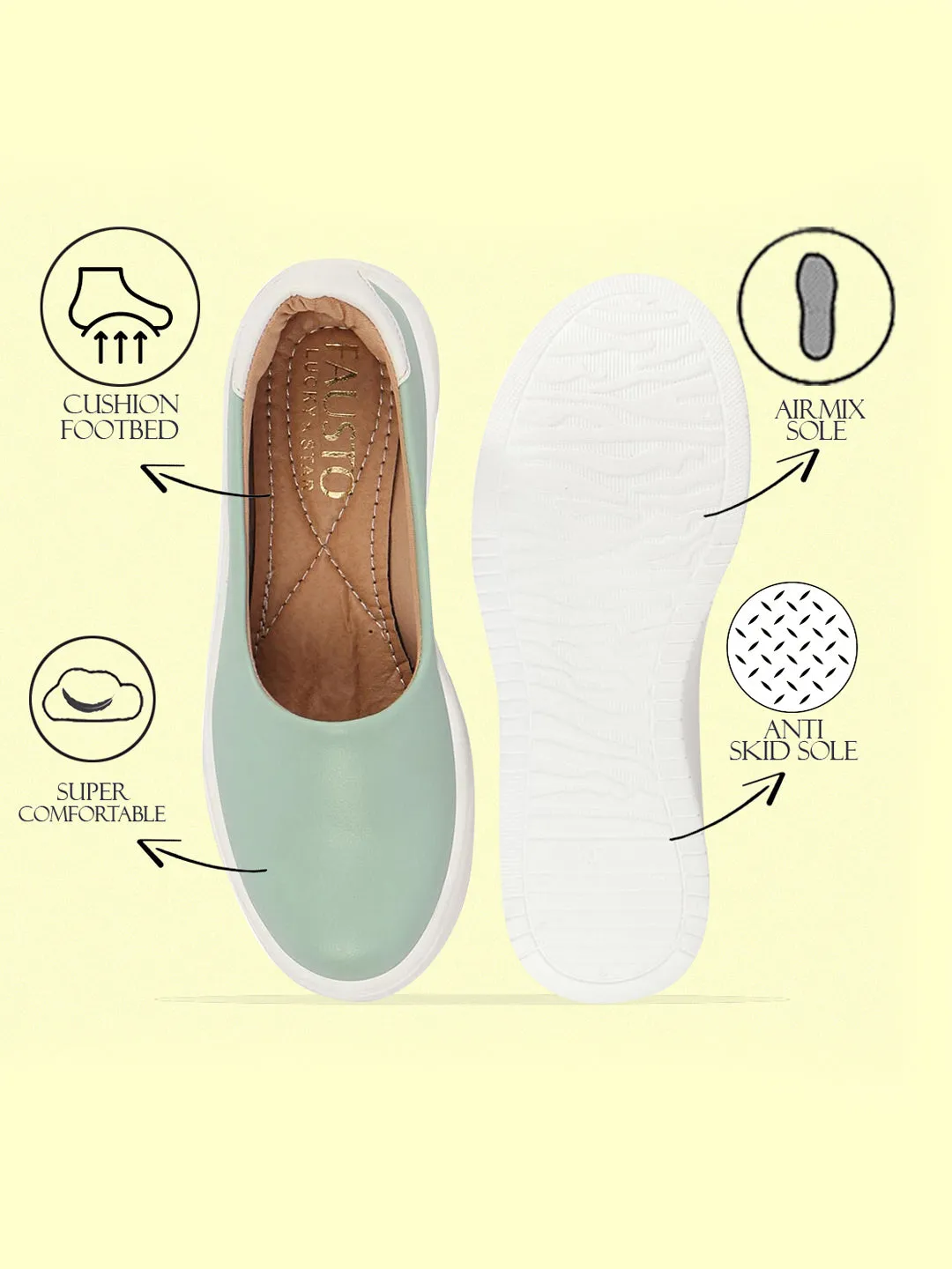 Women Pista Green Outdoor Fashion Comfort Height Enhance Platform Heel Ballerina Slip On Shoes