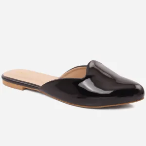 WOMEN "JOLE" PATENT SLIP ON FLAT HEEL SLIPPERS