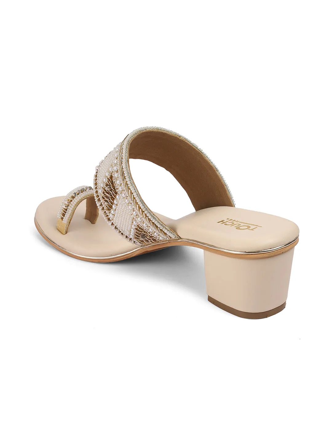 Women's Gold Party Ethnic Wear Block Heel Fashion Sandals