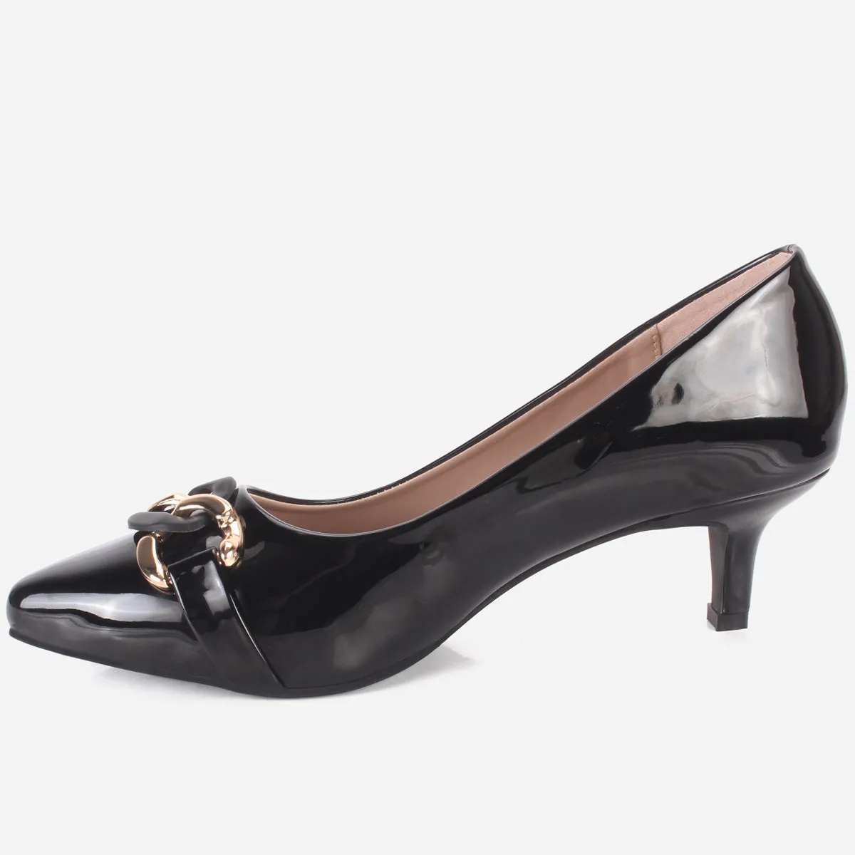Womens "CINZIA" Patent Buckled Pointed Court Shoes
