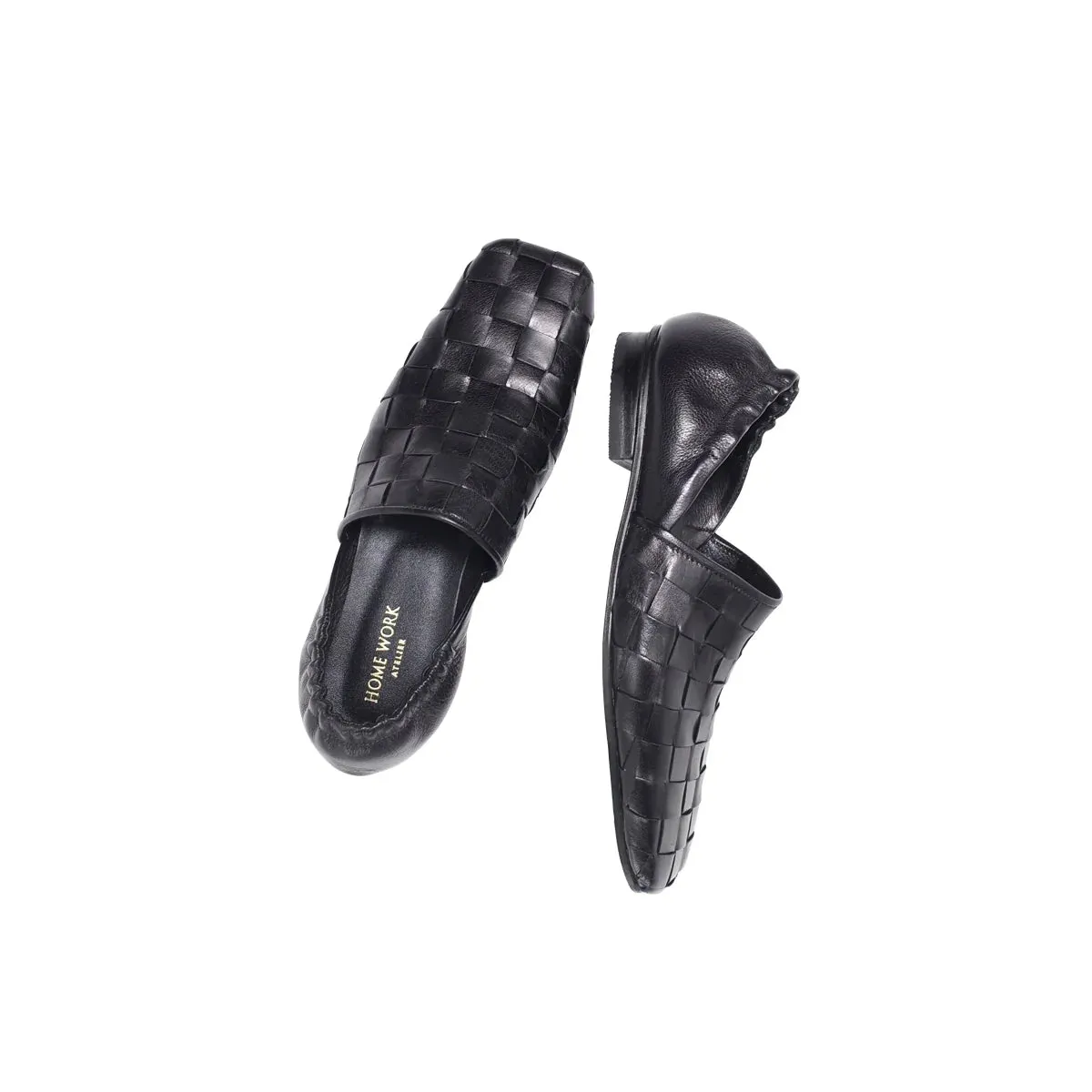 Woven Square Toe Slip-On Loafers