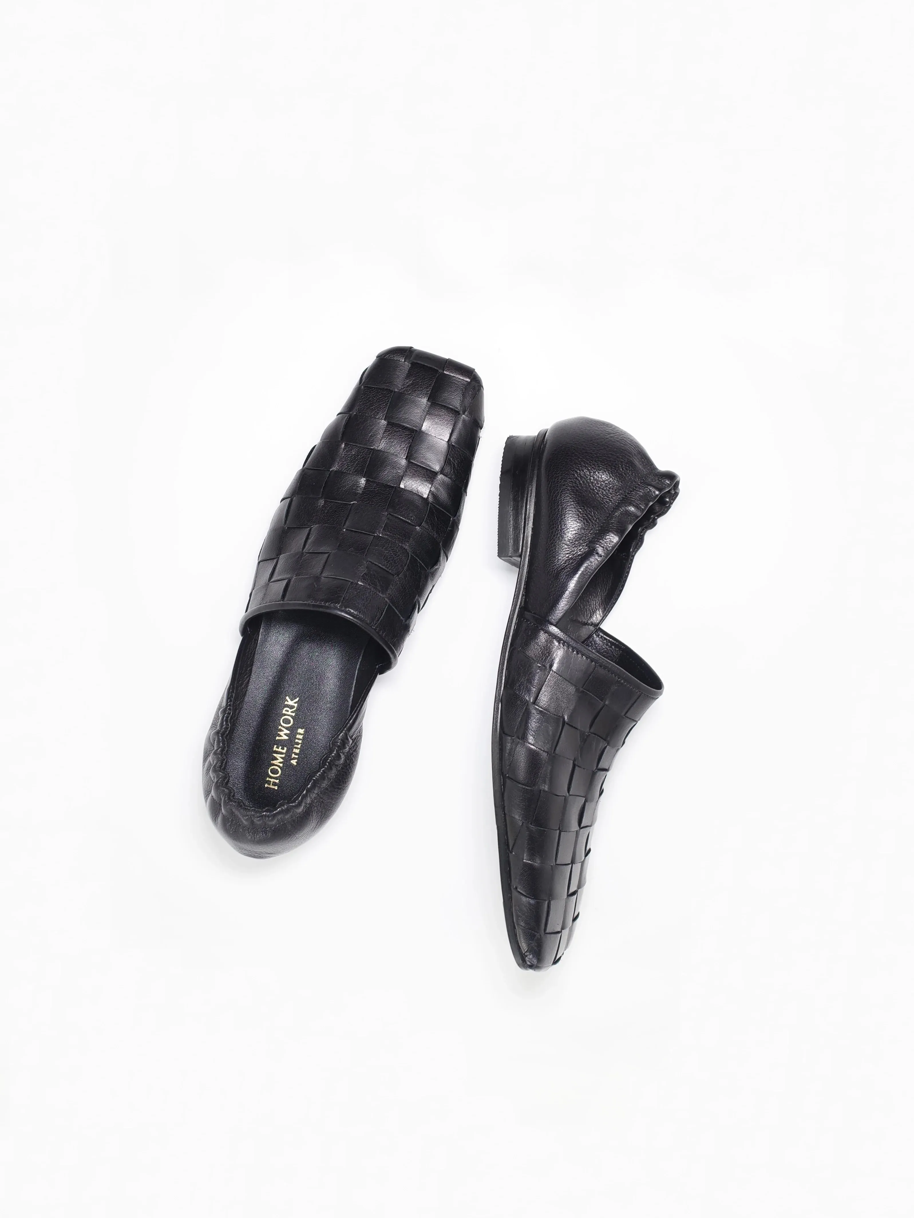 Woven Square Toe Slip-On Loafers