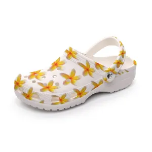 Yellow Frangipanis White Rubber Shoes up to size 12