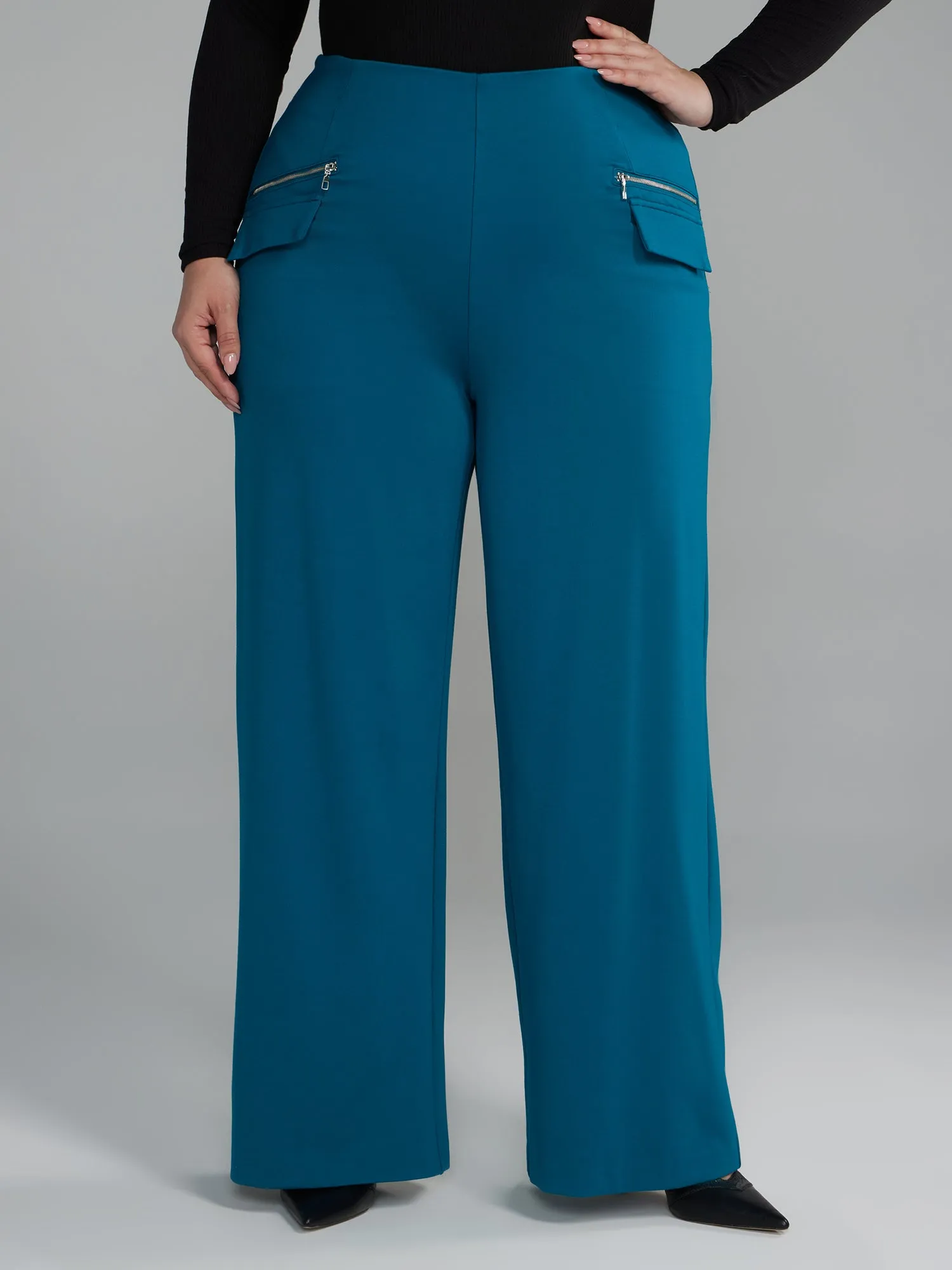 Zipper Detail Straight Leg Pants
