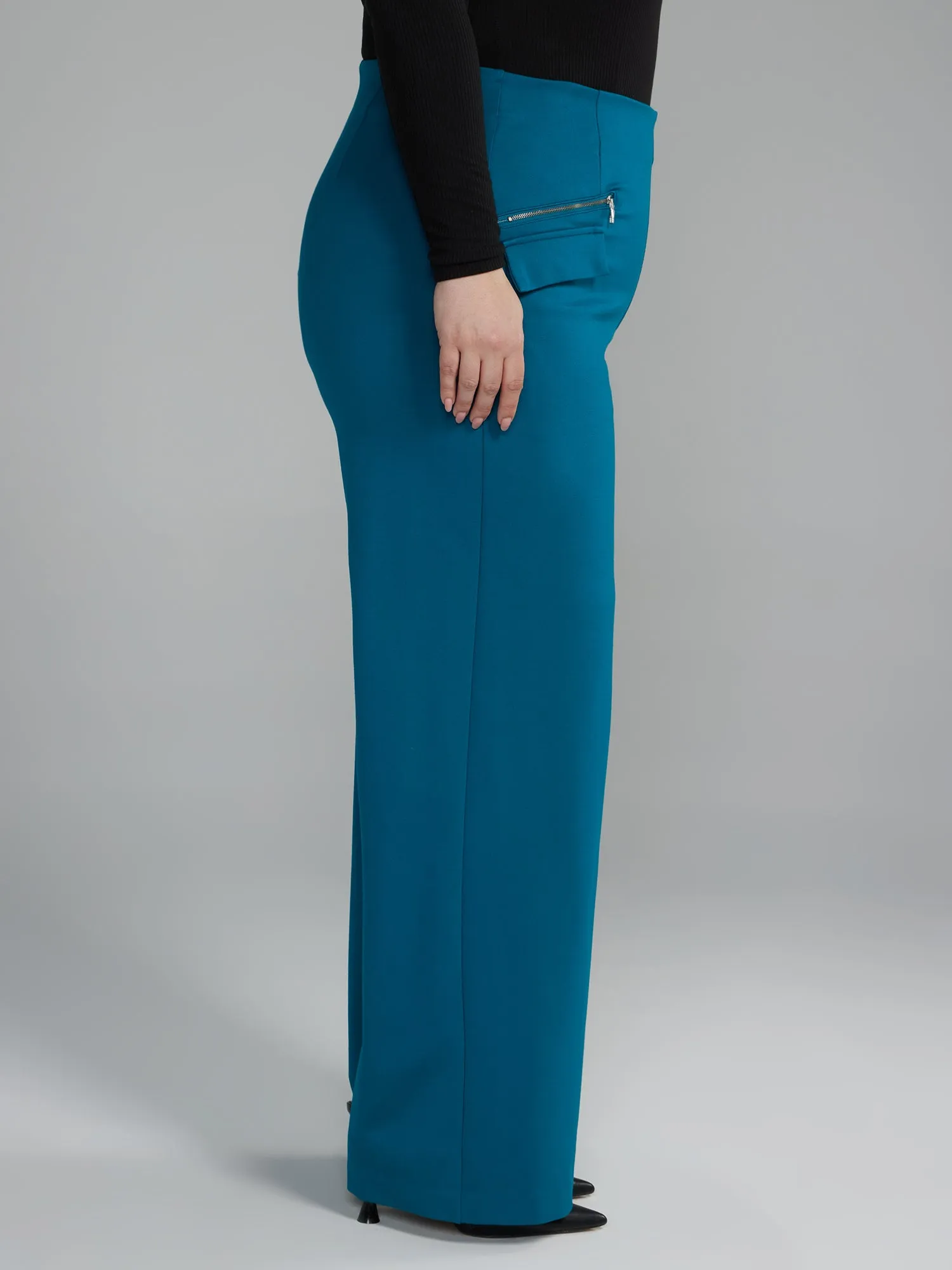 Zipper Detail Straight Leg Pants